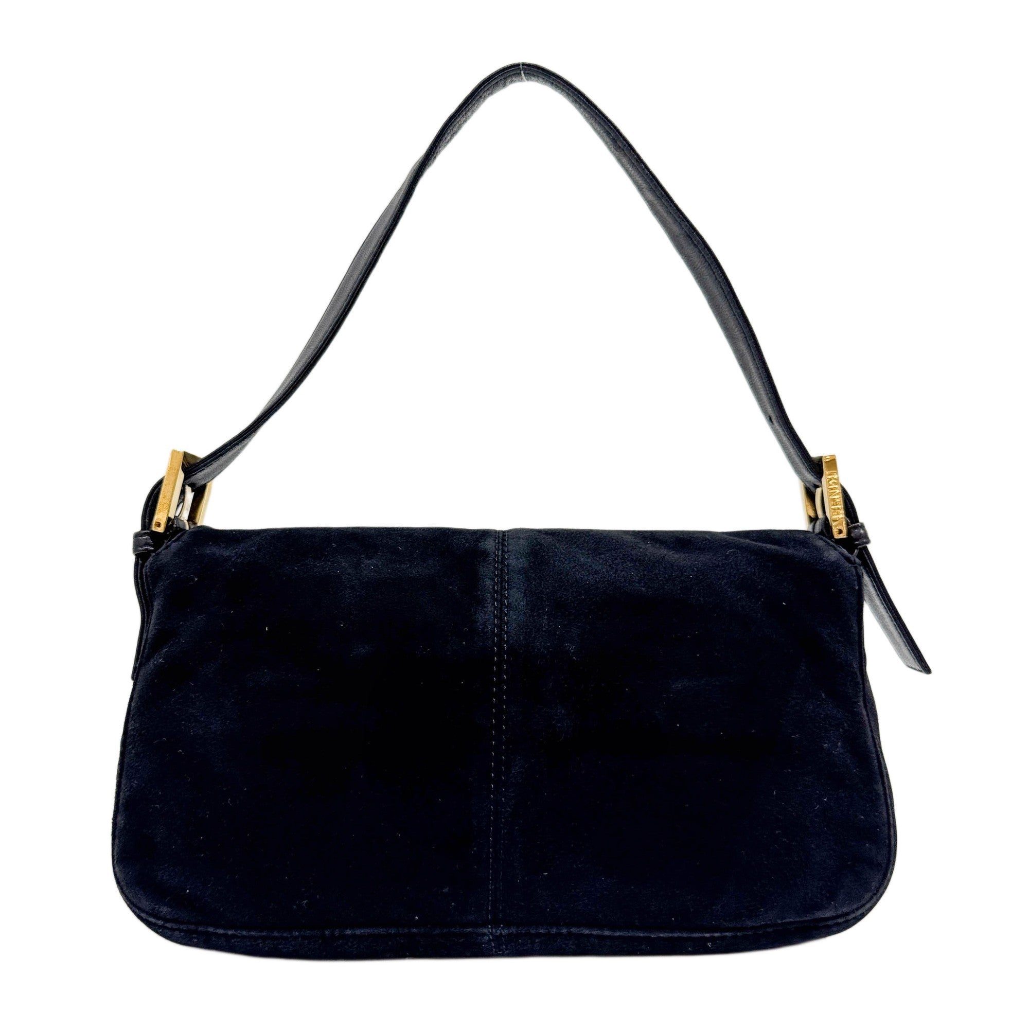 Baguette Black Suede Shoulder Bag
