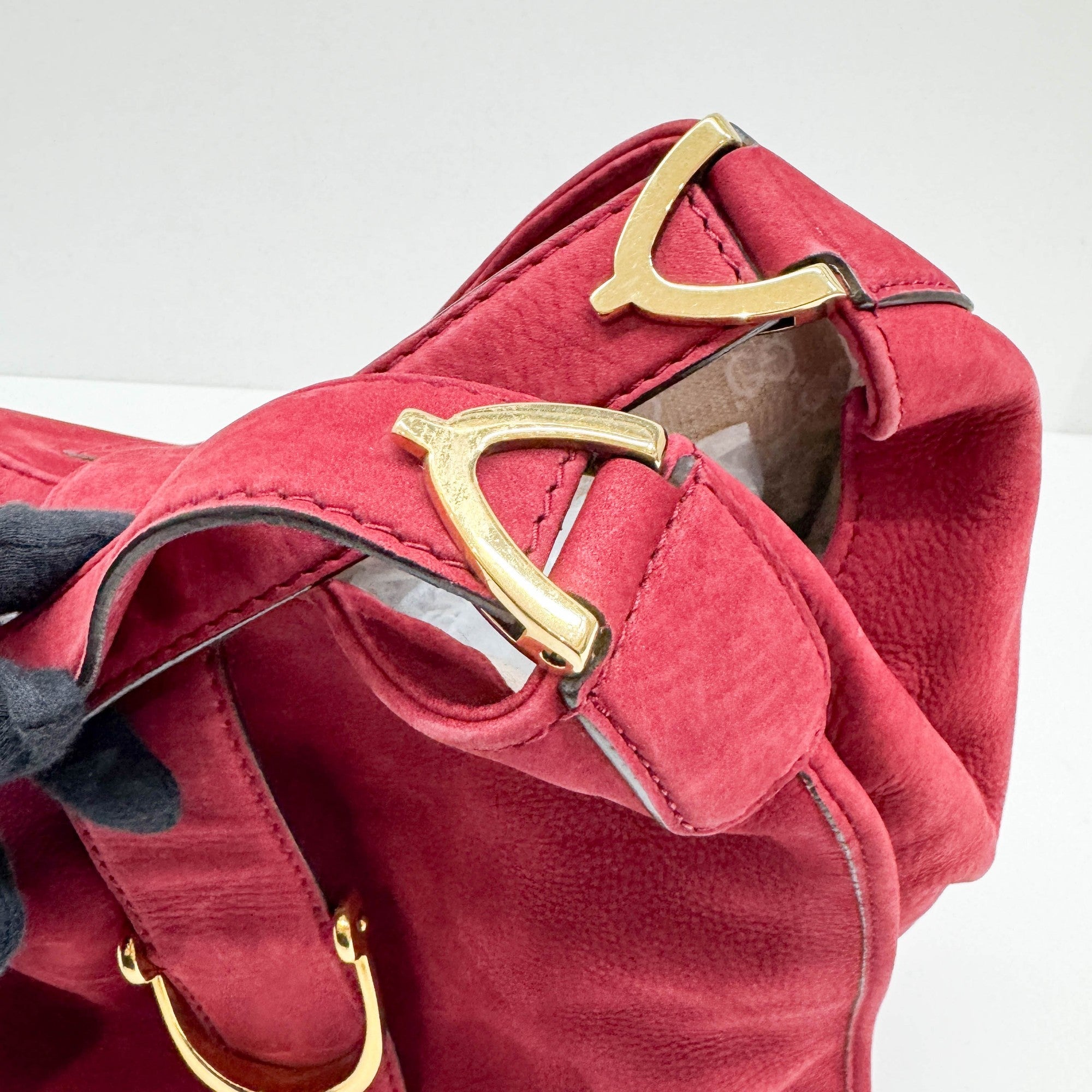 Stirrup Cherry Leather Shoulder Bag
