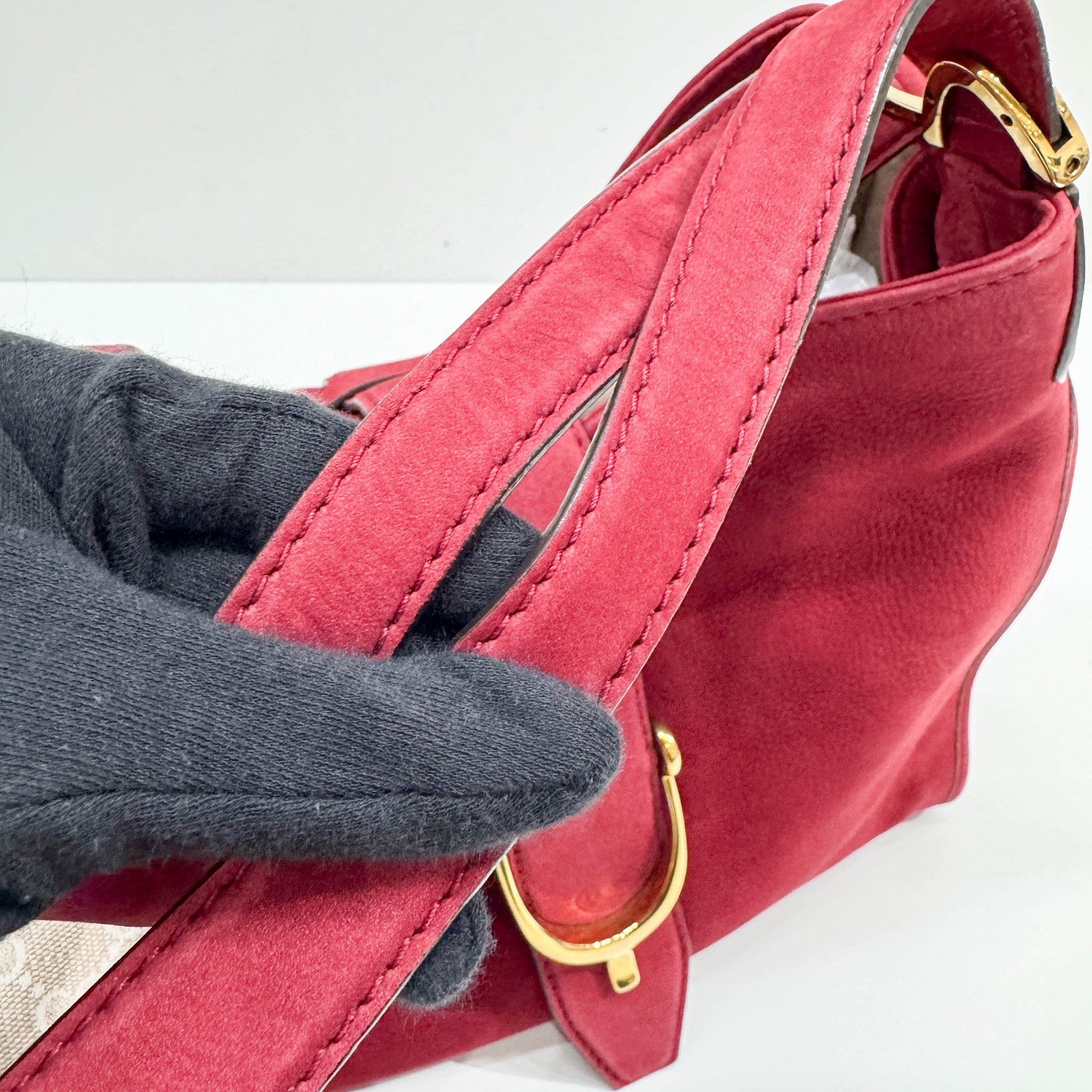 Stirrup Cherry Leather Shoulder Bag