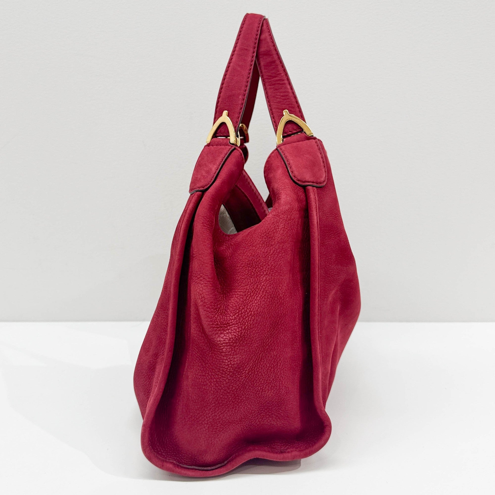 Stirrup Cherry Leather Shoulder Bag