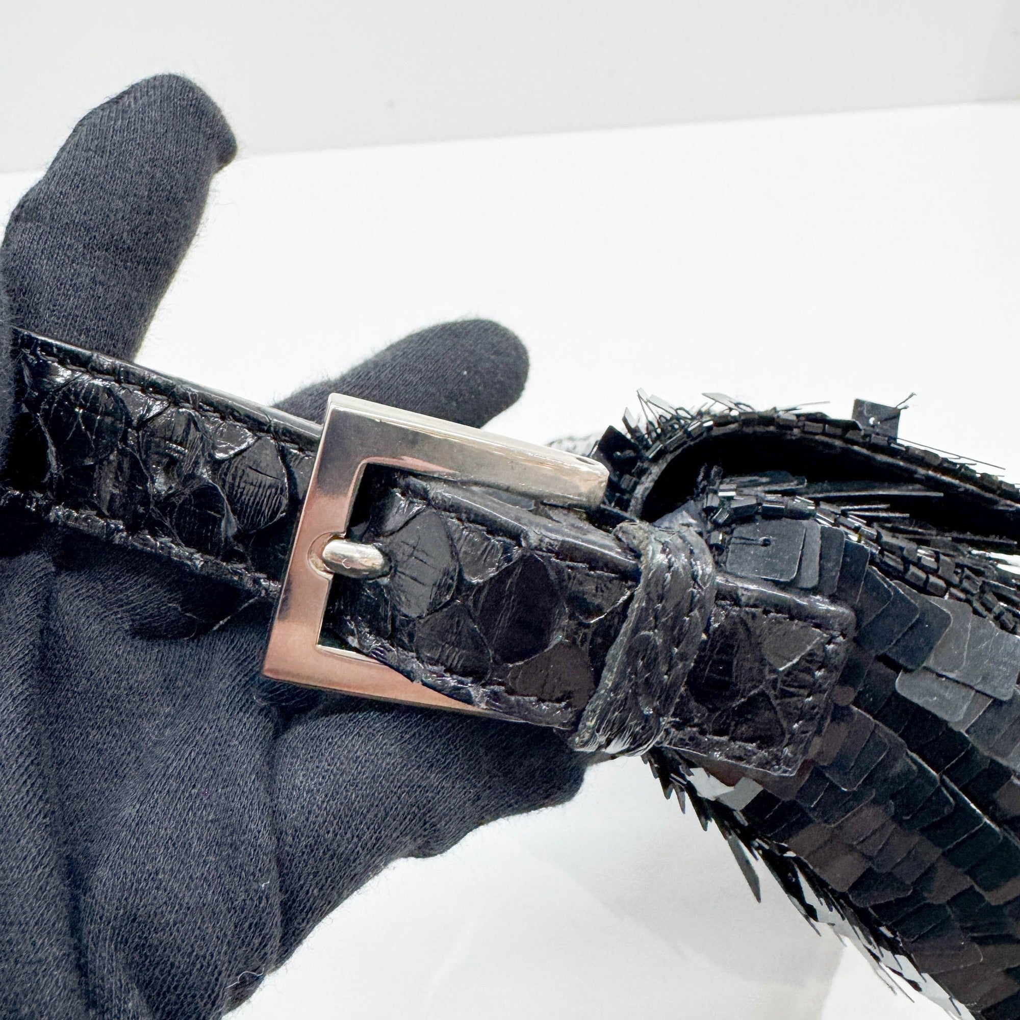 Baguette Black Sequin Shoulder Bag