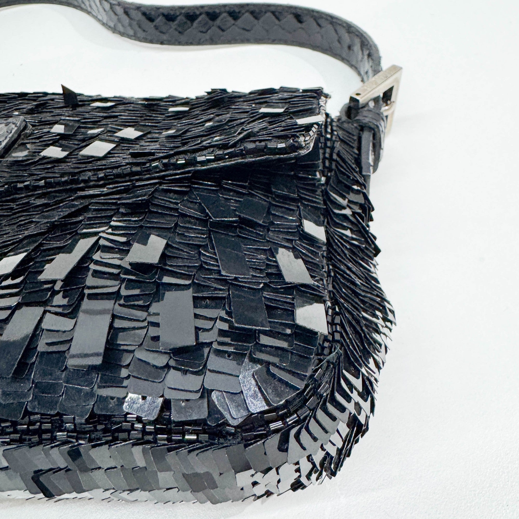 Baguette Black Sequin Shoulder Bag