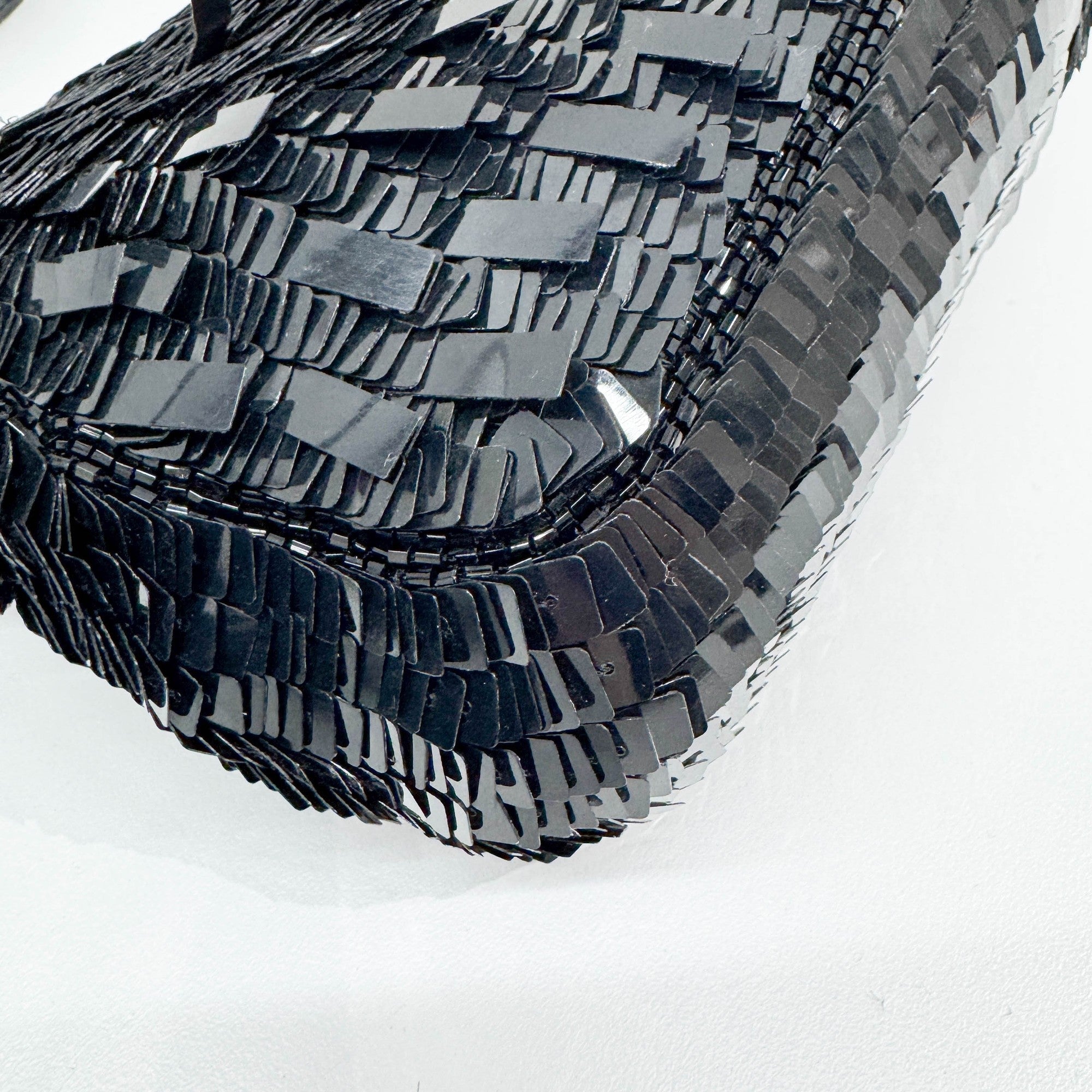 Baguette Black Sequin Shoulder Bag