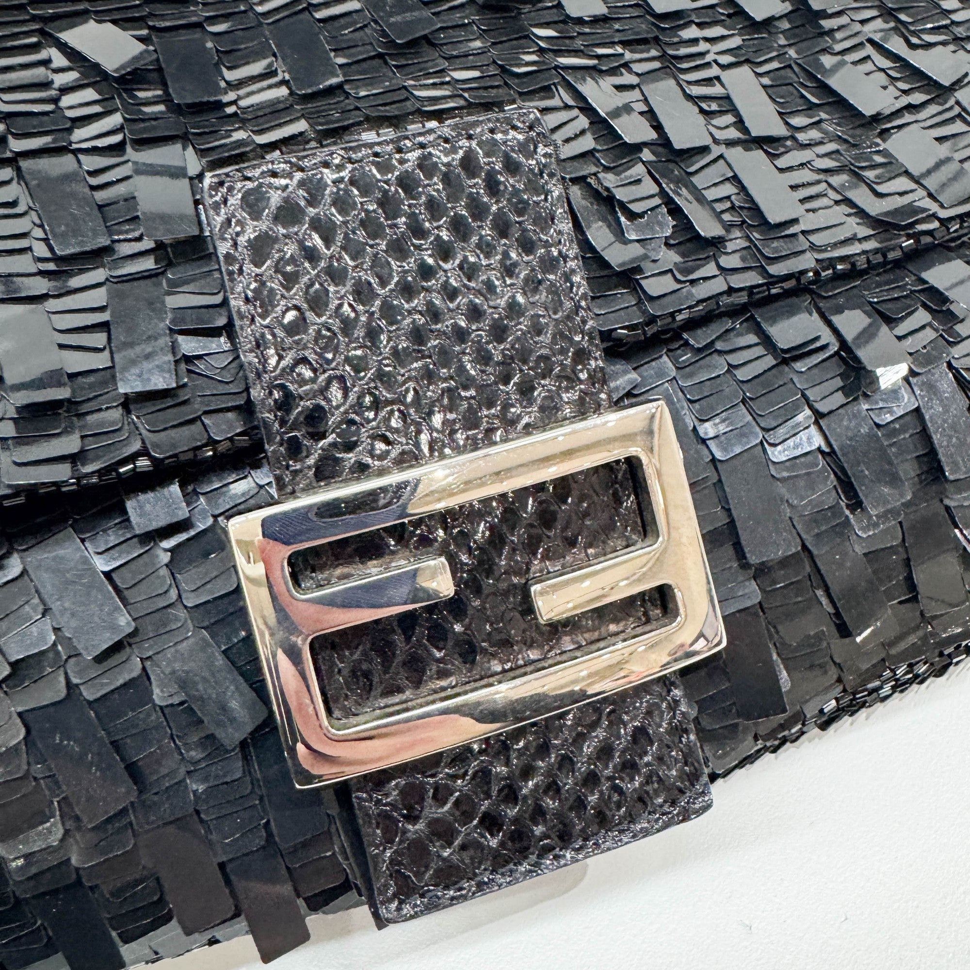 Baguette Black Sequin Shoulder Bag