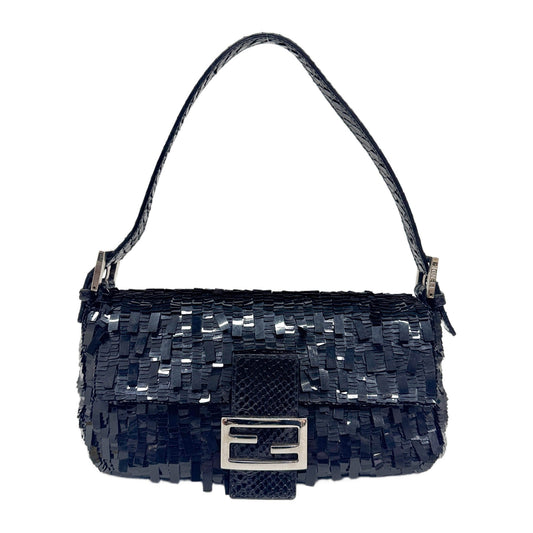 Baguette Black Sequin Shoulder Bag