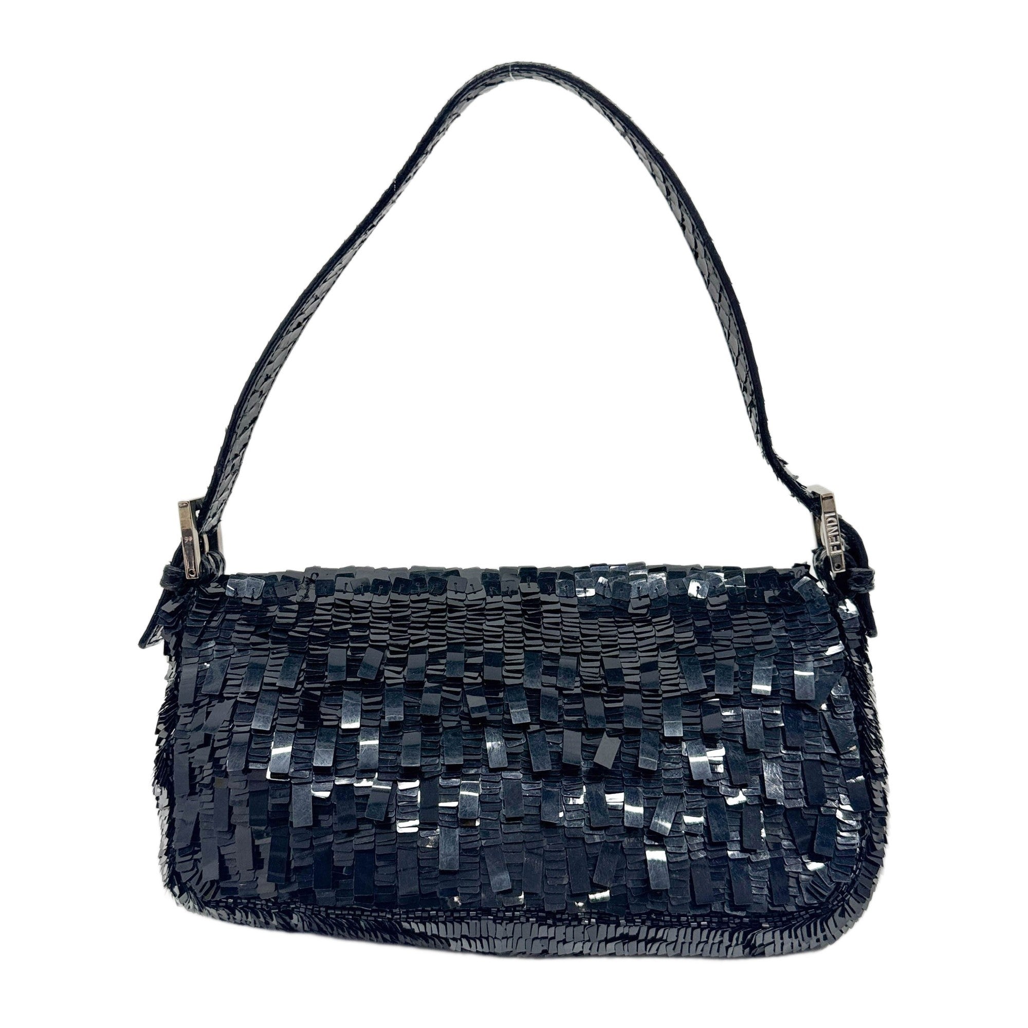 Baguette Black Sequin Shoulder Bag