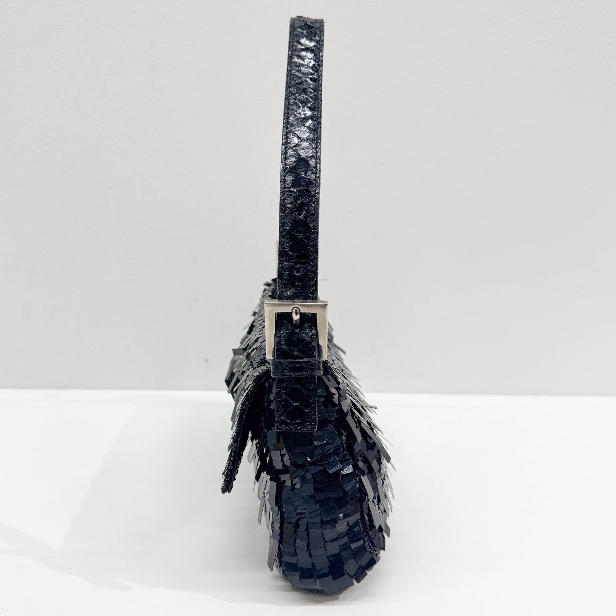 Baguette Black Sequin Shoulder Bag