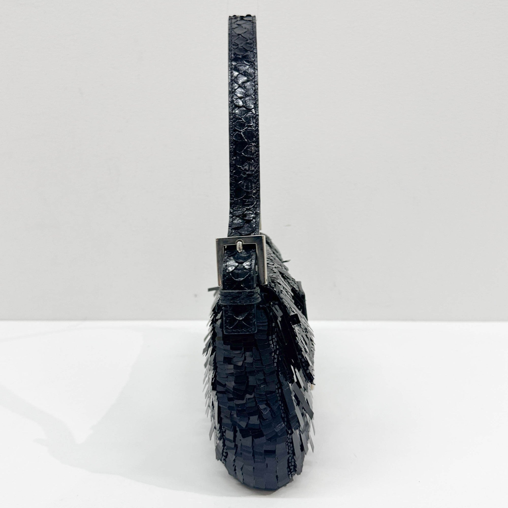 Baguette Black Sequin Shoulder Bag