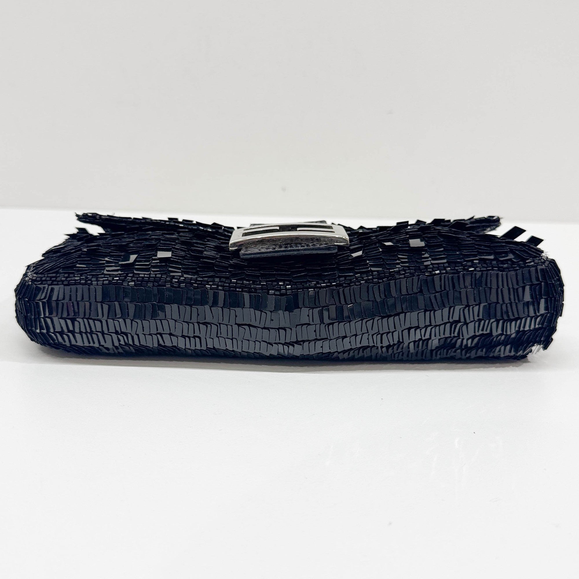 Baguette Black Sequin Shoulder Bag