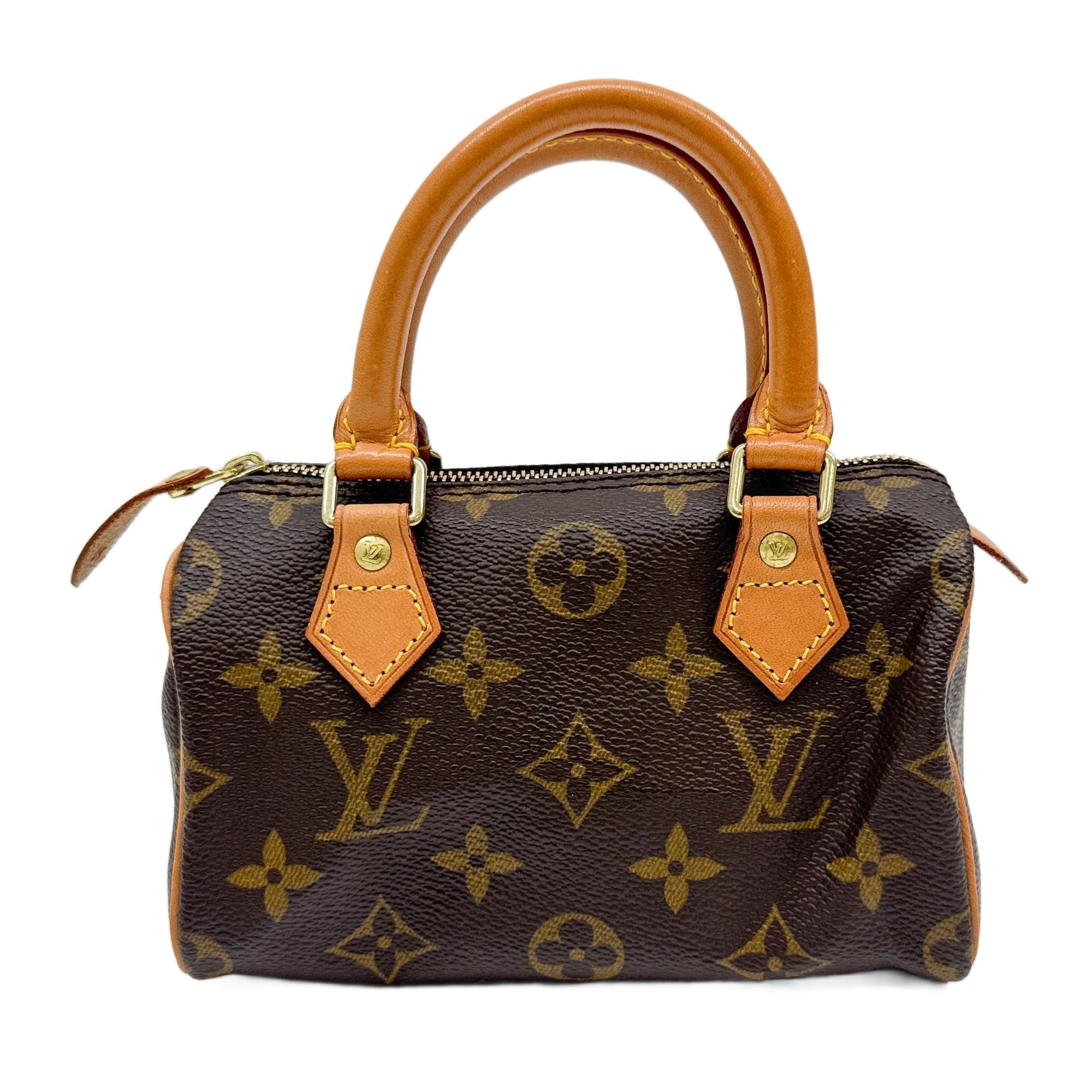 Mini Speedy Brown Monogram Leather Hand Bag
