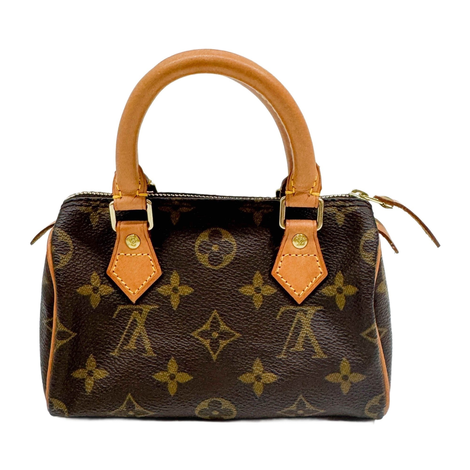 Mini Speedy Brown Monogram Leather Hand Bag