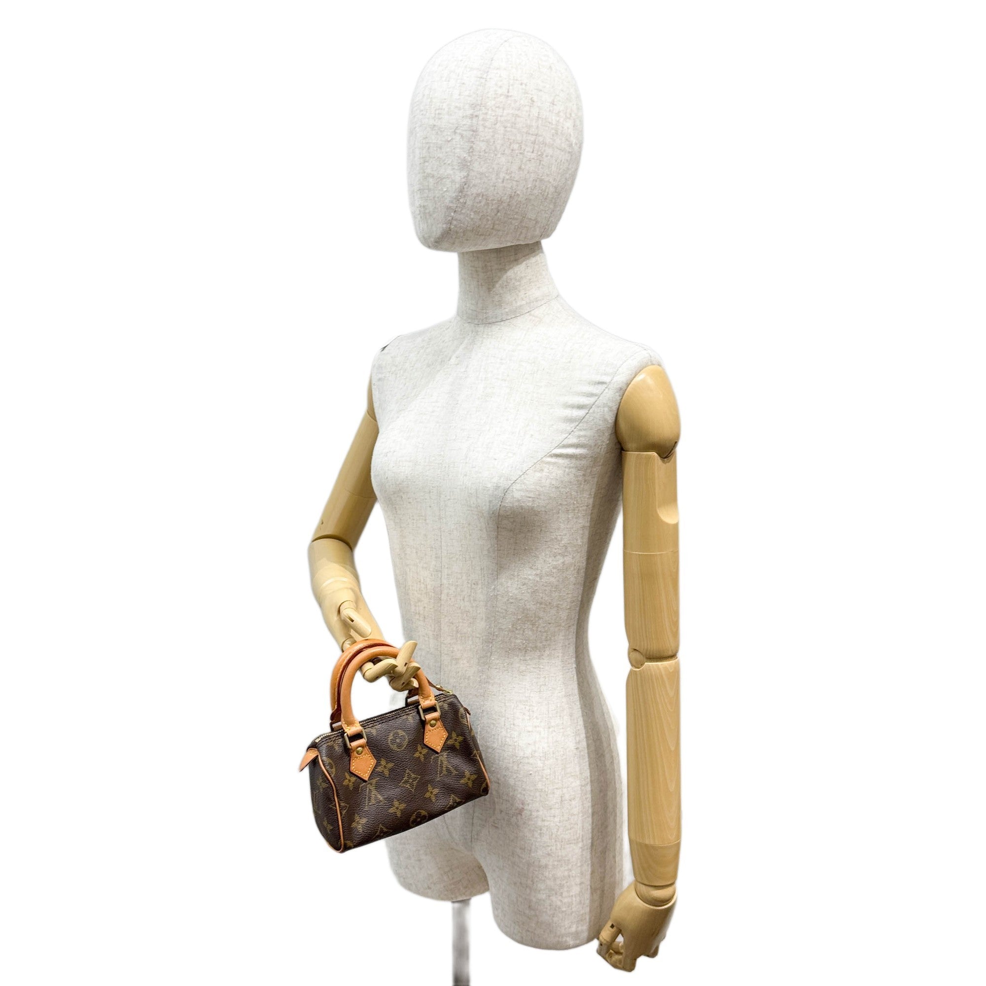 Mini Speedy Brown Monogram Leather Hand Bag