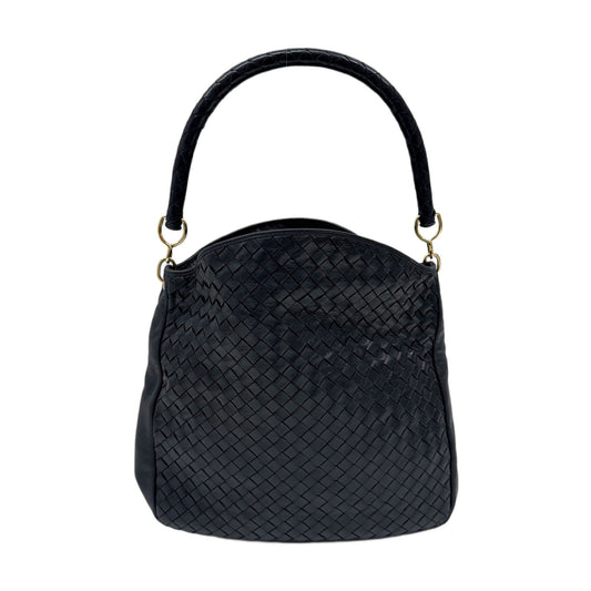 Intrecciato Dark Navy Leather Shoulder Bag