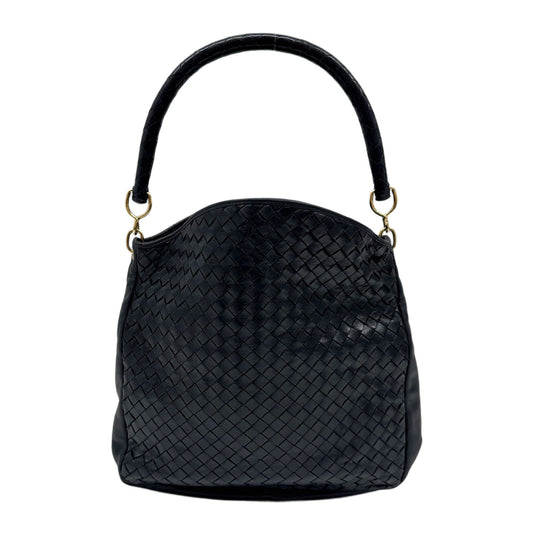 Intrecciato Dark Navy Leather Shoulder Bag