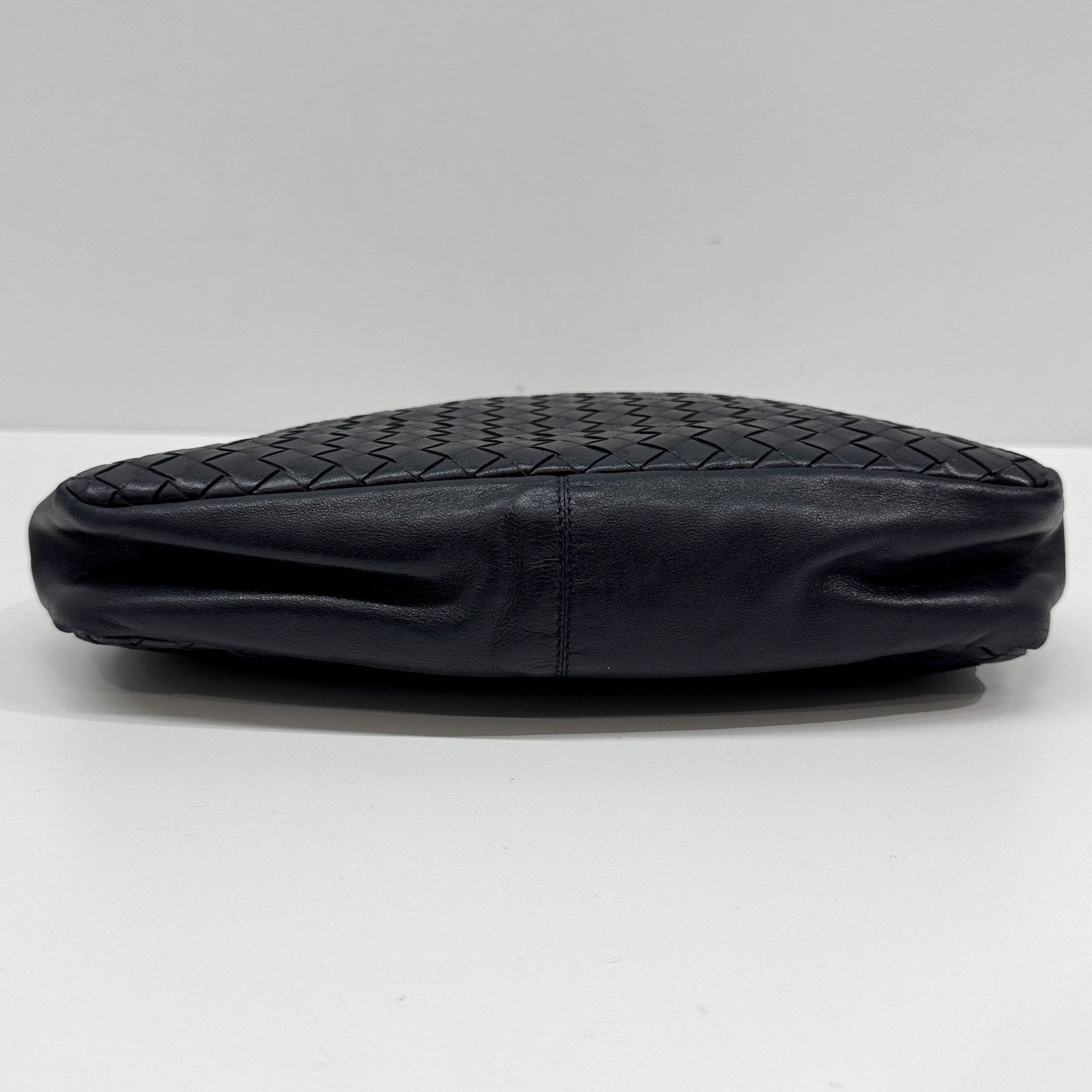 Intrecciato Dark Navy Leather Shoulder Bag