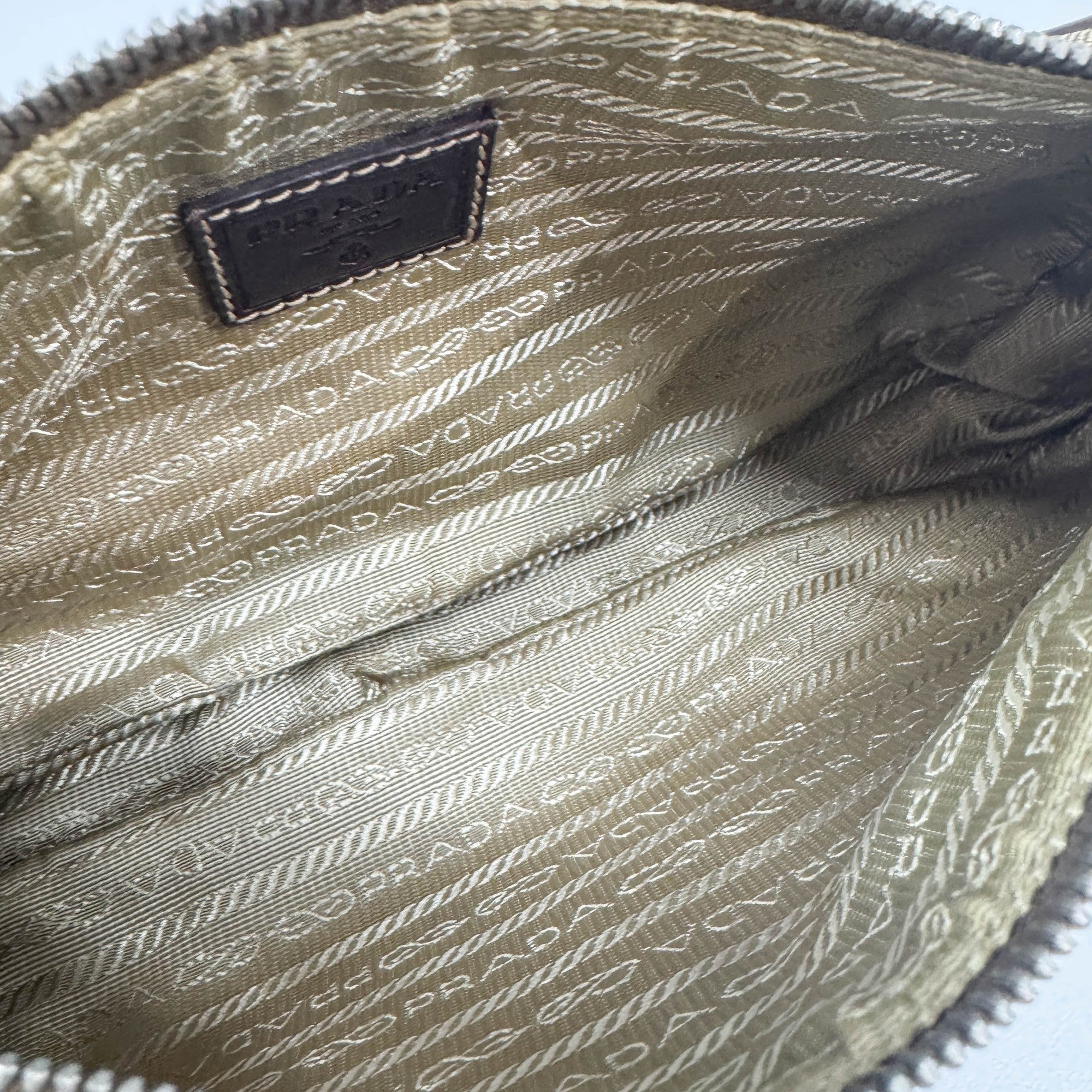 Beige Jacquard Canvas Shoulder Bag