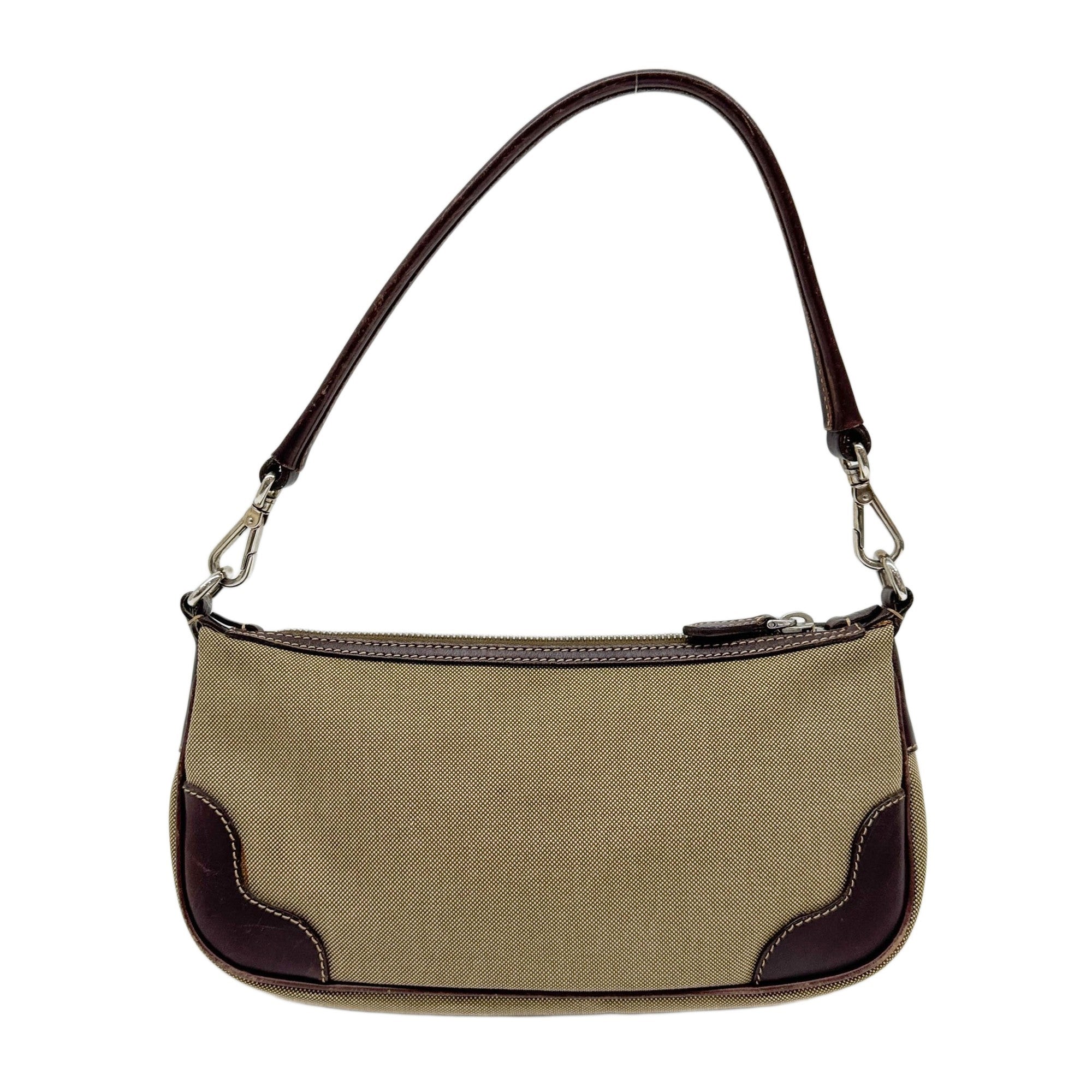 Beige Jacquard Canvas Shoulder Bag