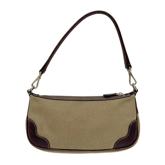 Beige Jacquard Canvas Shoulder Bag