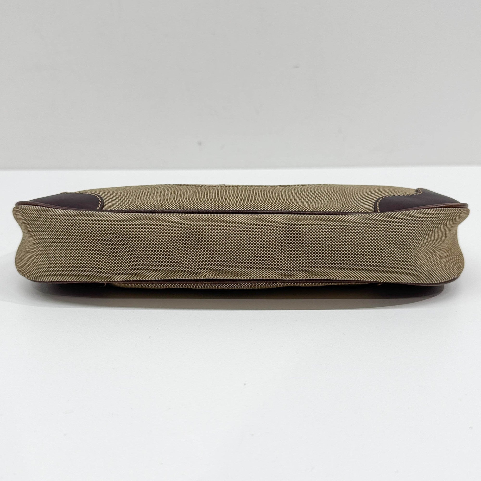 Beige Jacquard Canvas Shoulder Bag