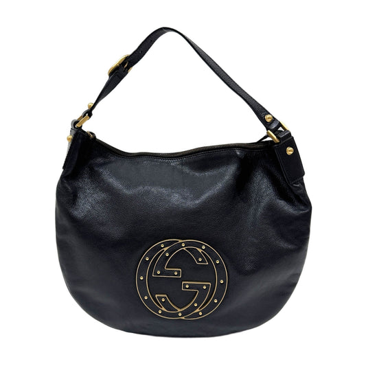 Blondie Black GG Canvas Leather Shoulder Bag