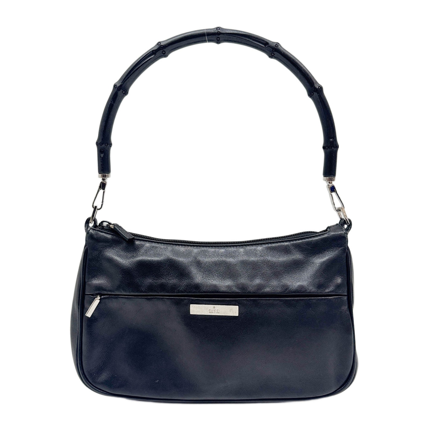 Bamboo Black Leather Shoulder Bag