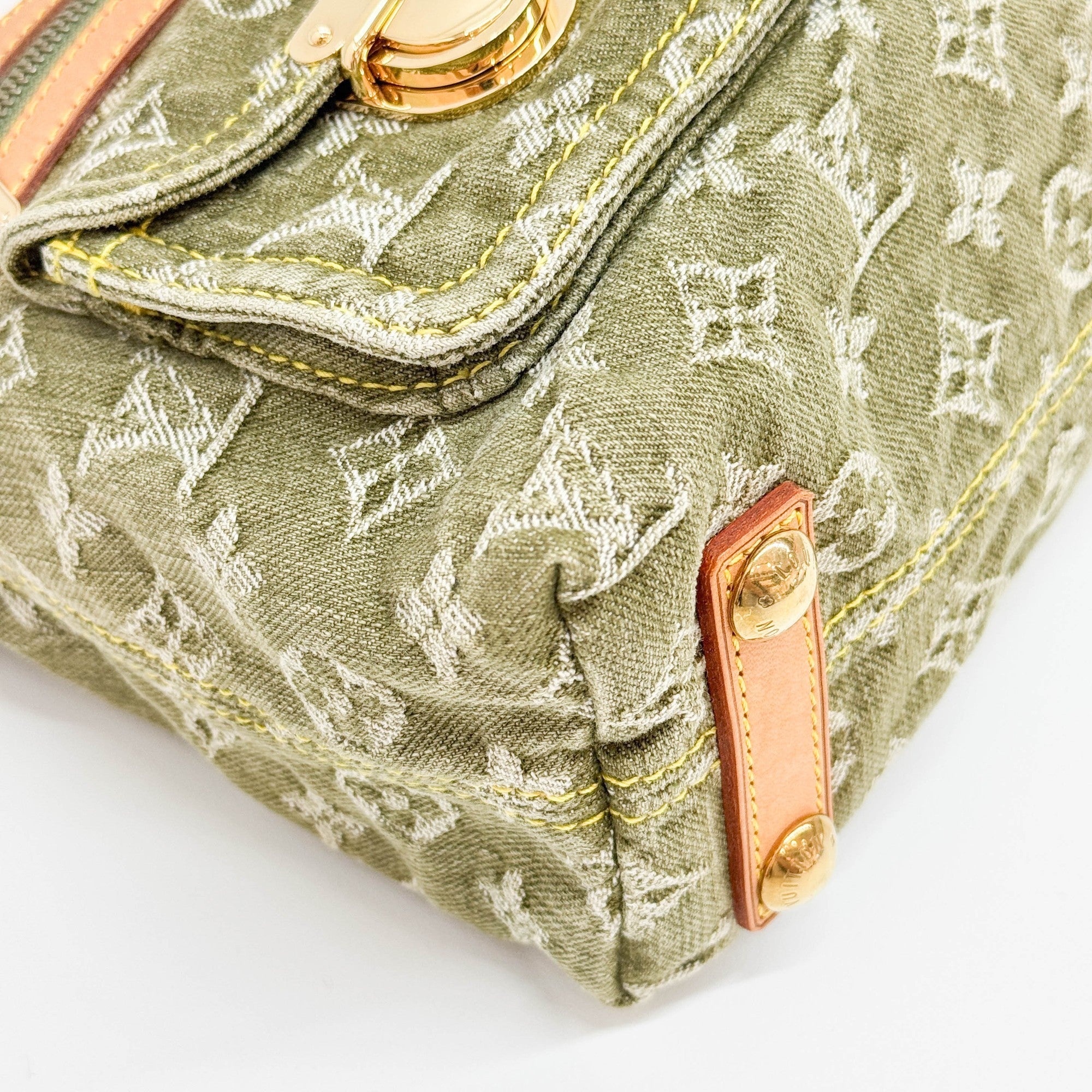 Baggy Monogram Green Denim Shoulder Bag