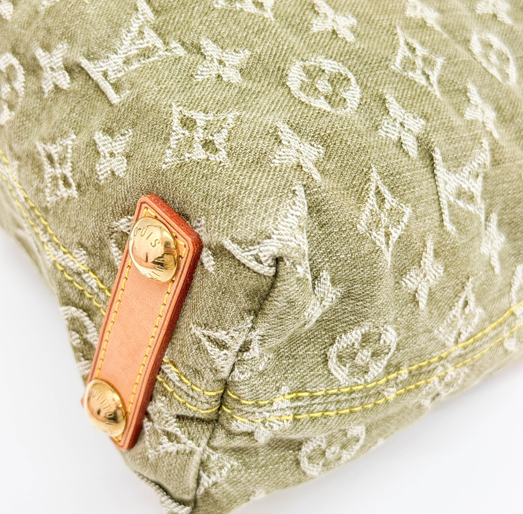 Baggy Monogram Green Denim Shoulder Bag