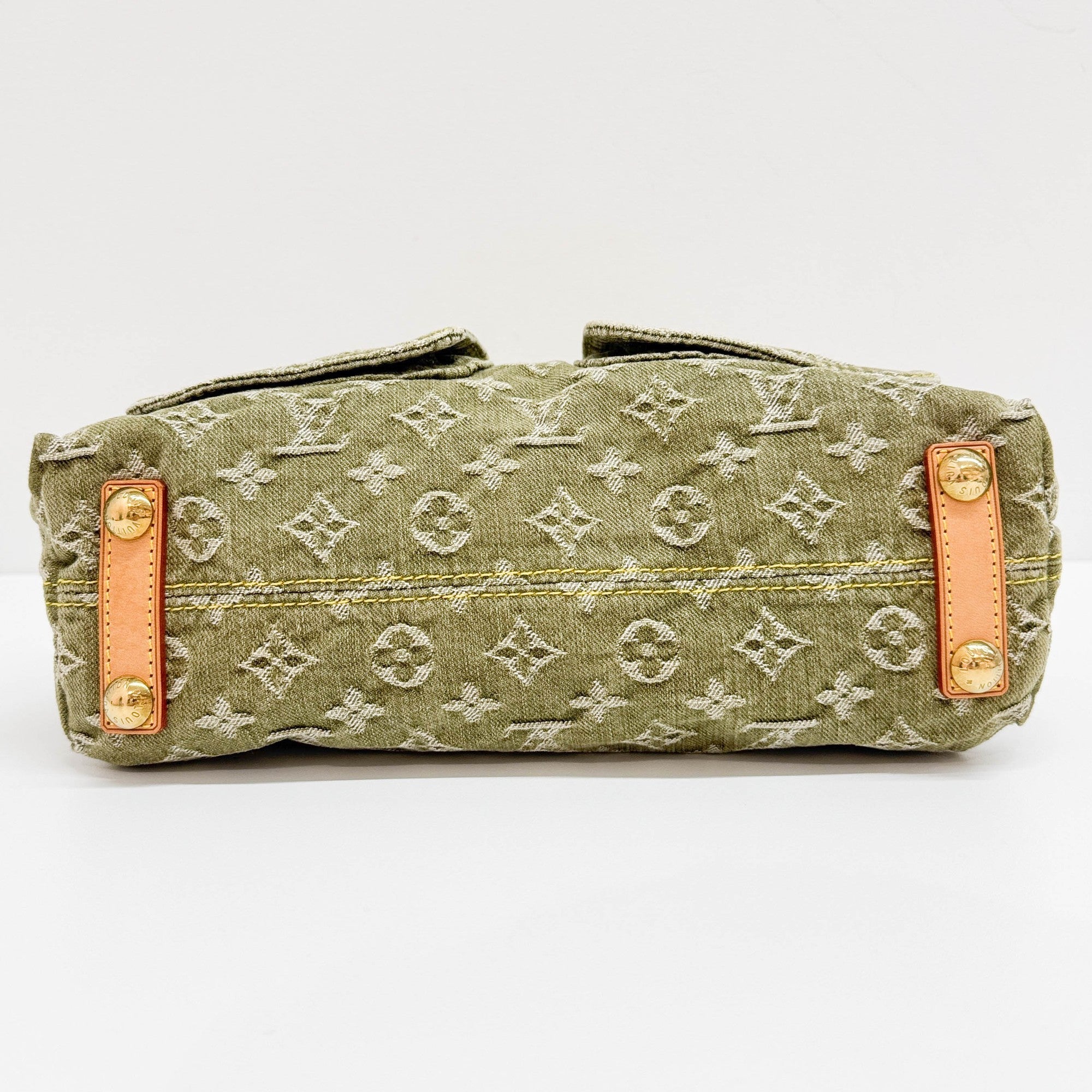 Baggy Monogram Green Denim Shoulder Bag