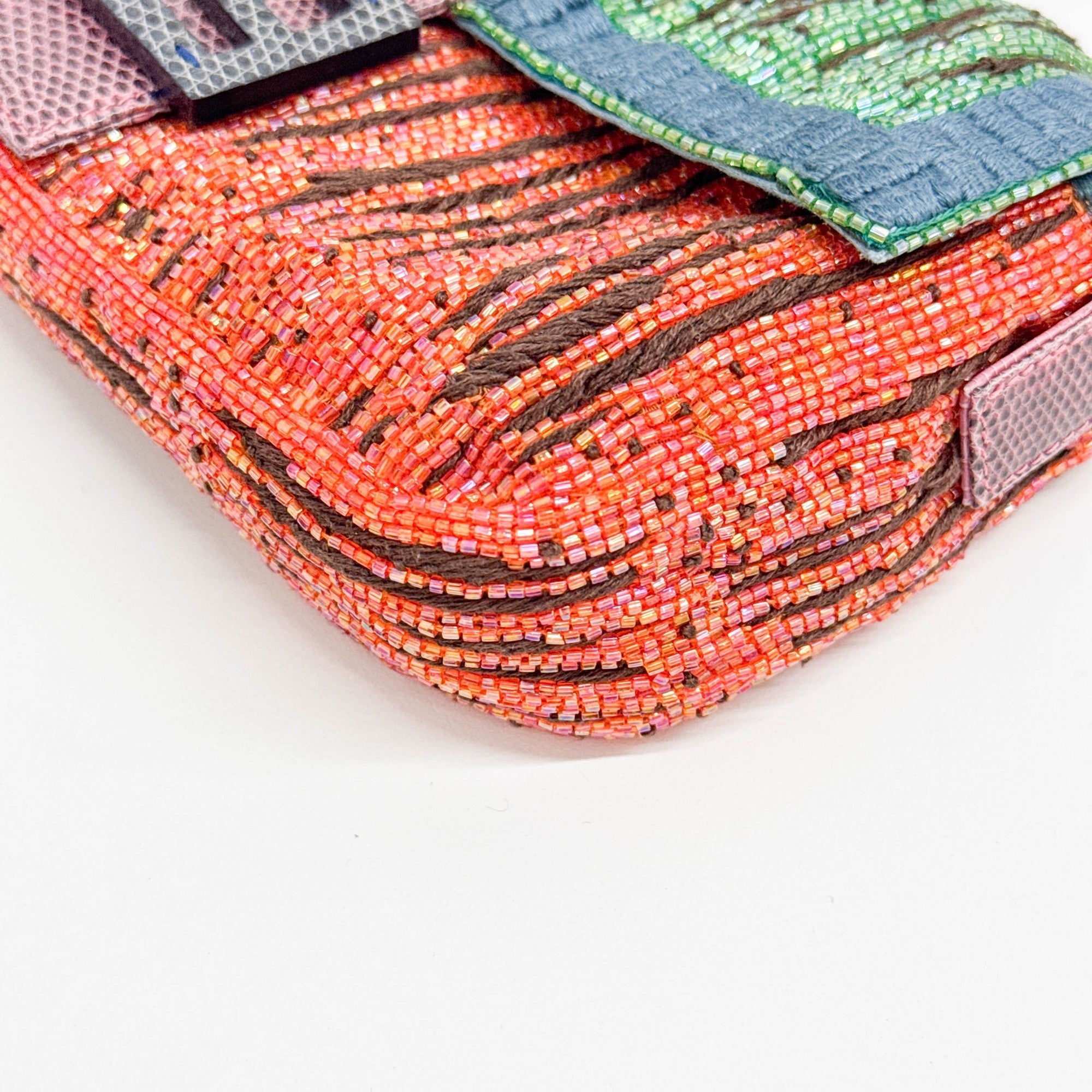 Baguette Embroidered Multicolor Beads Shoulder Bag