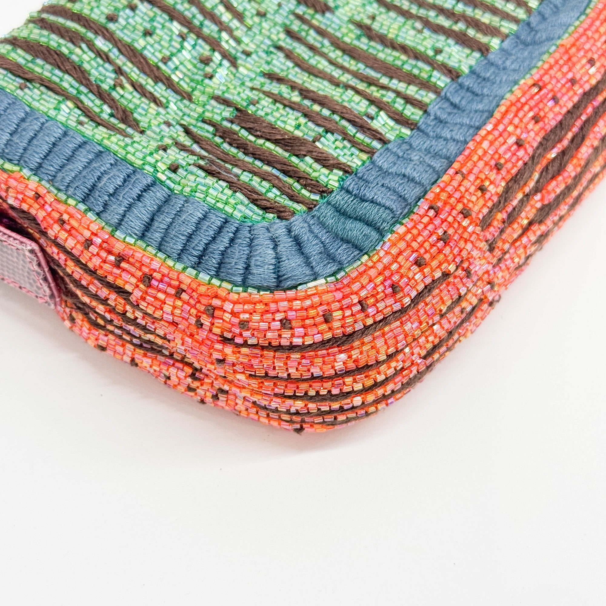 Baguette Embroidered Multicolor Beads Shoulder Bag