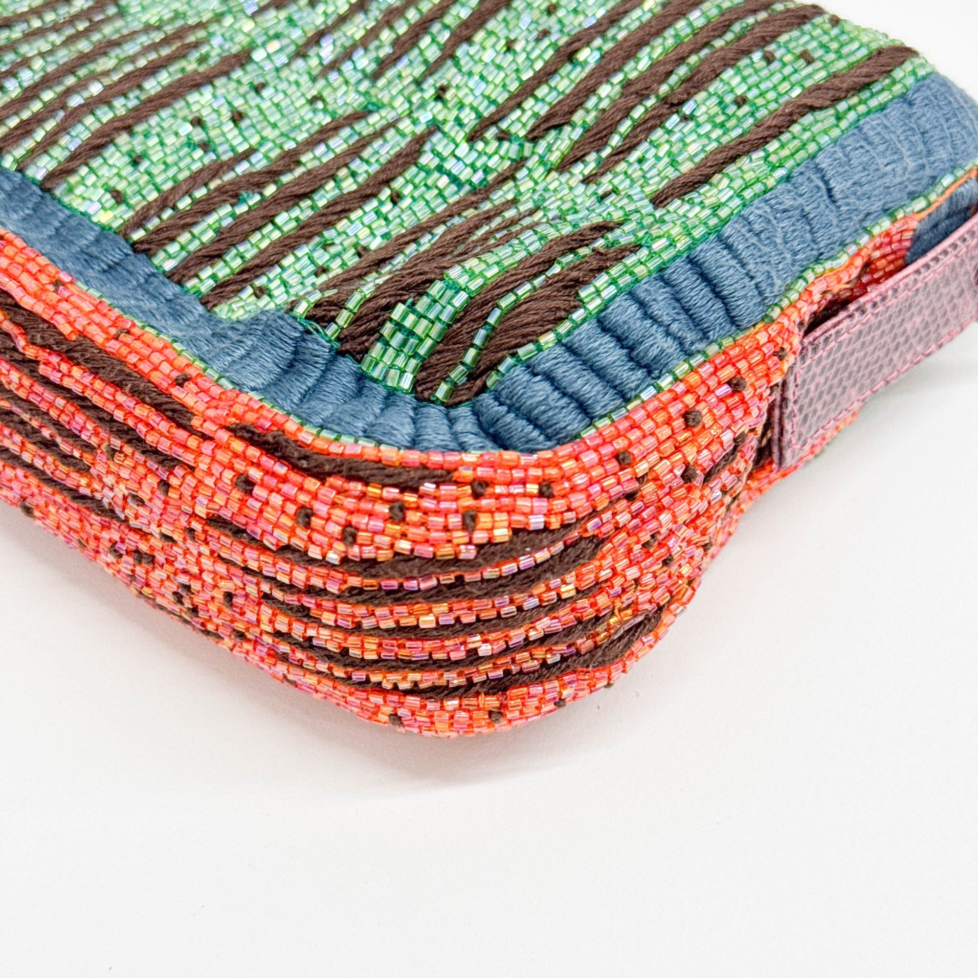 Baguette Embroidered Multicolor Beads Shoulder Bag