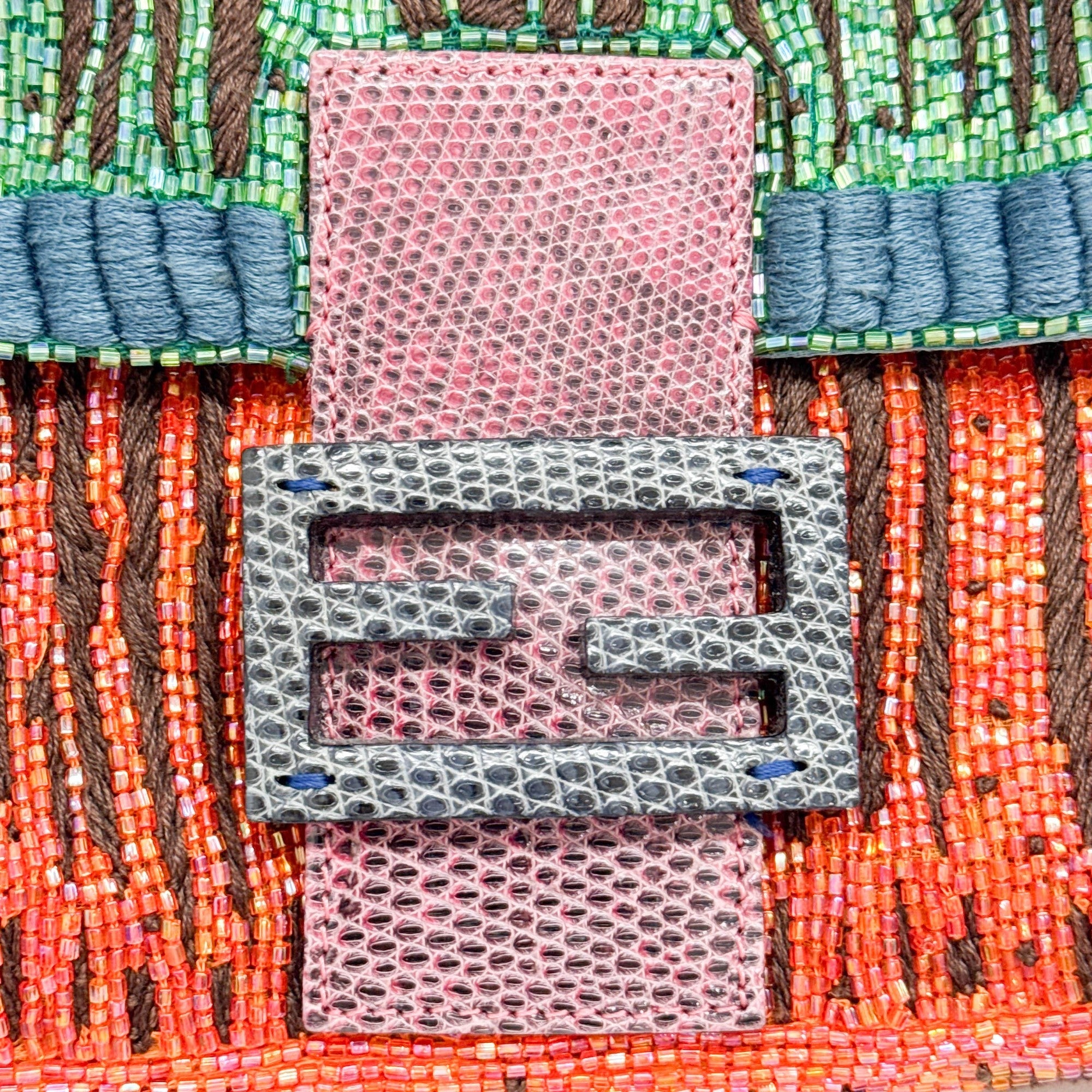 Baguette Embroidered Multicolor Beads Shoulder Bag