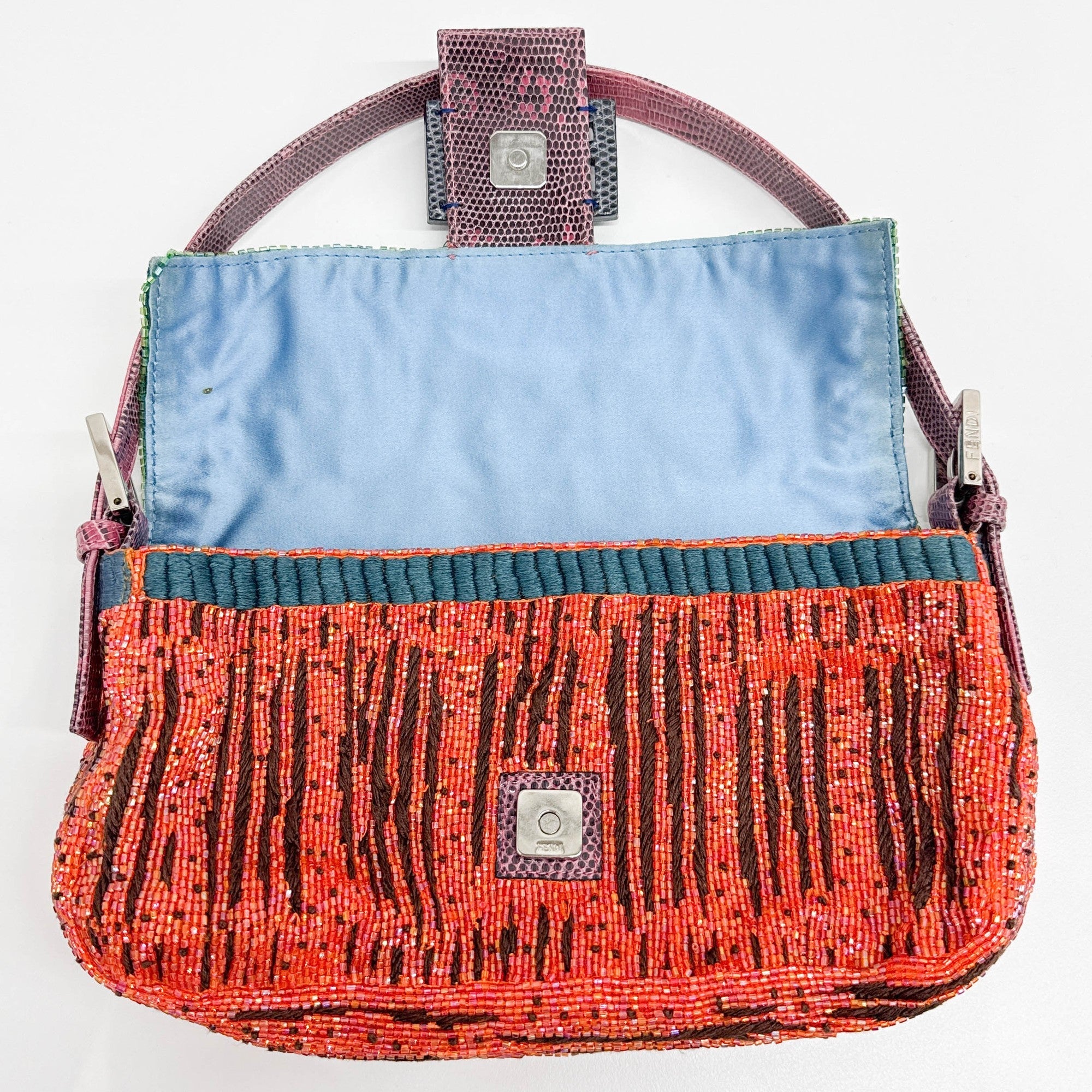 Baguette Embroidered Multicolor Beads Shoulder Bag