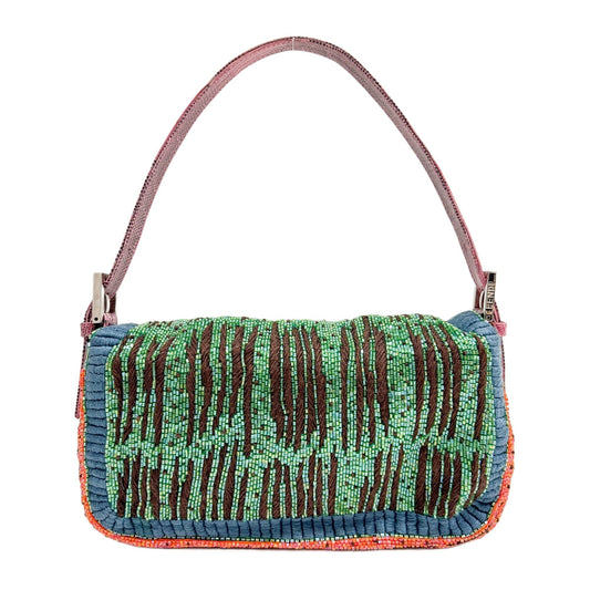 Baguette Embroidered Multicolor Beads Shoulder Bag