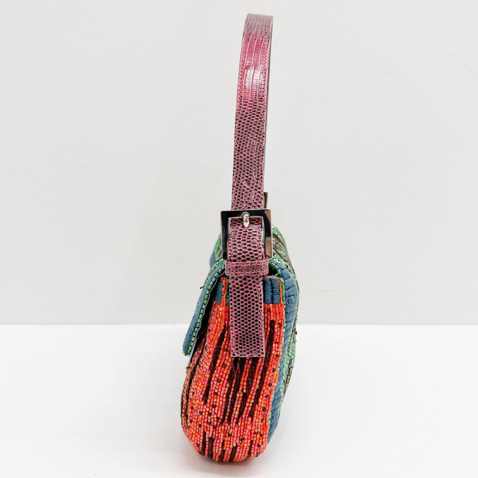 Baguette Embroidered Multicolor Beads Shoulder Bag