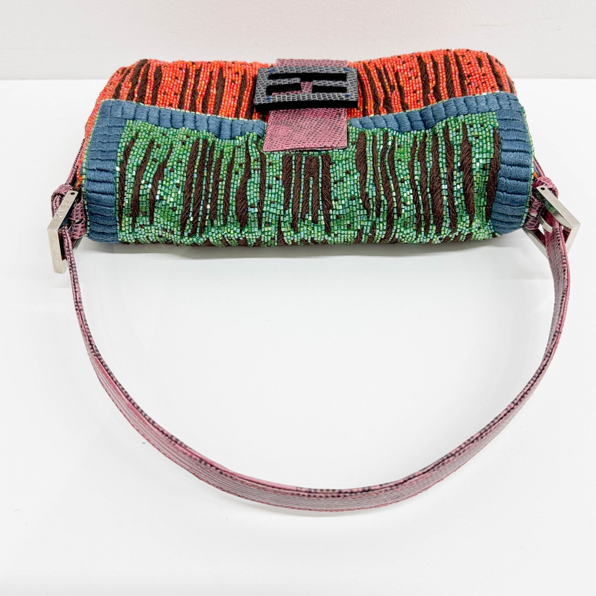Baguette Embroidered Multicolor Beads Shoulder Bag