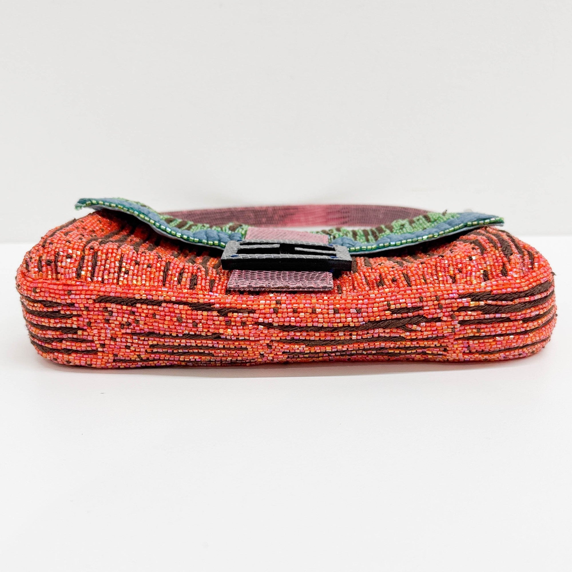 Baguette Embroidered Multicolor Beads Shoulder Bag