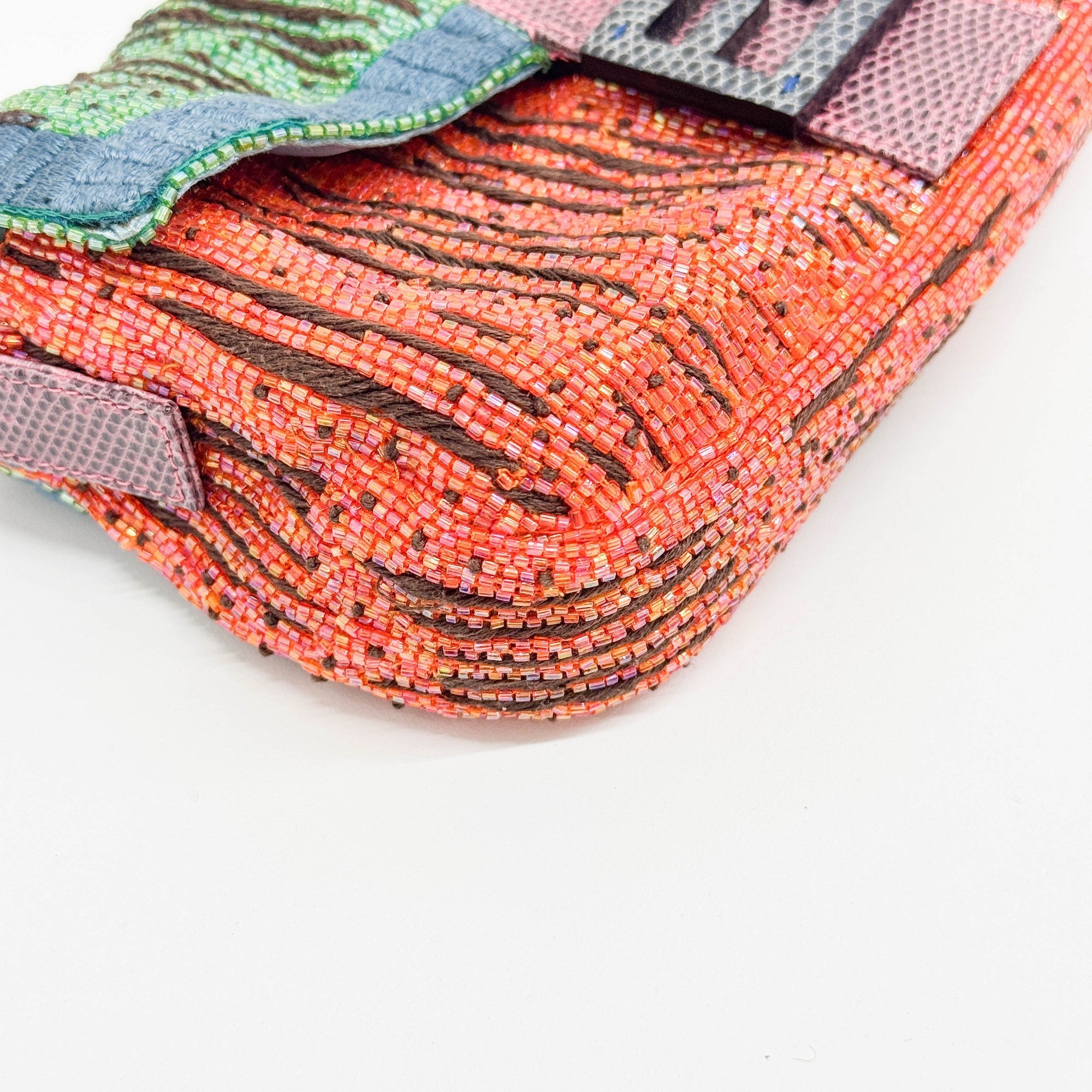 Baguette Embroidered Multicolor Beads Shoulder Bag