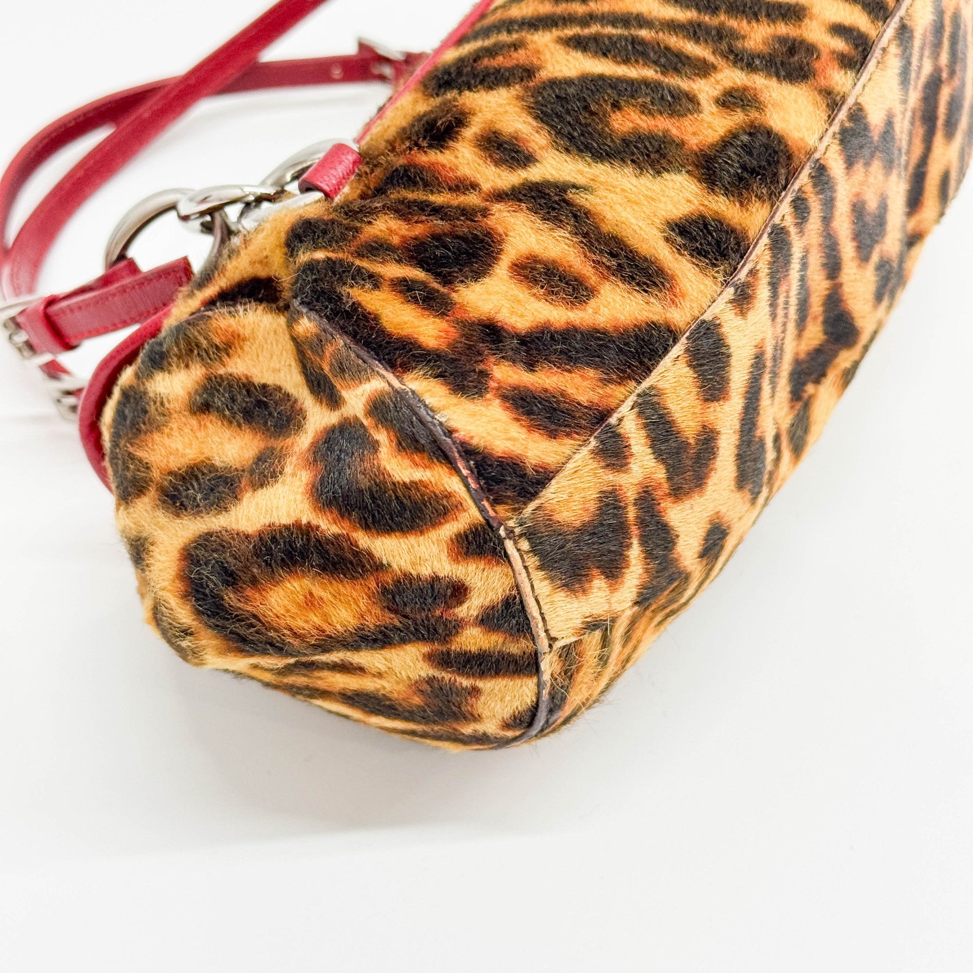 Diva Brown Leopard Print Pony Hair Shoulder Bag