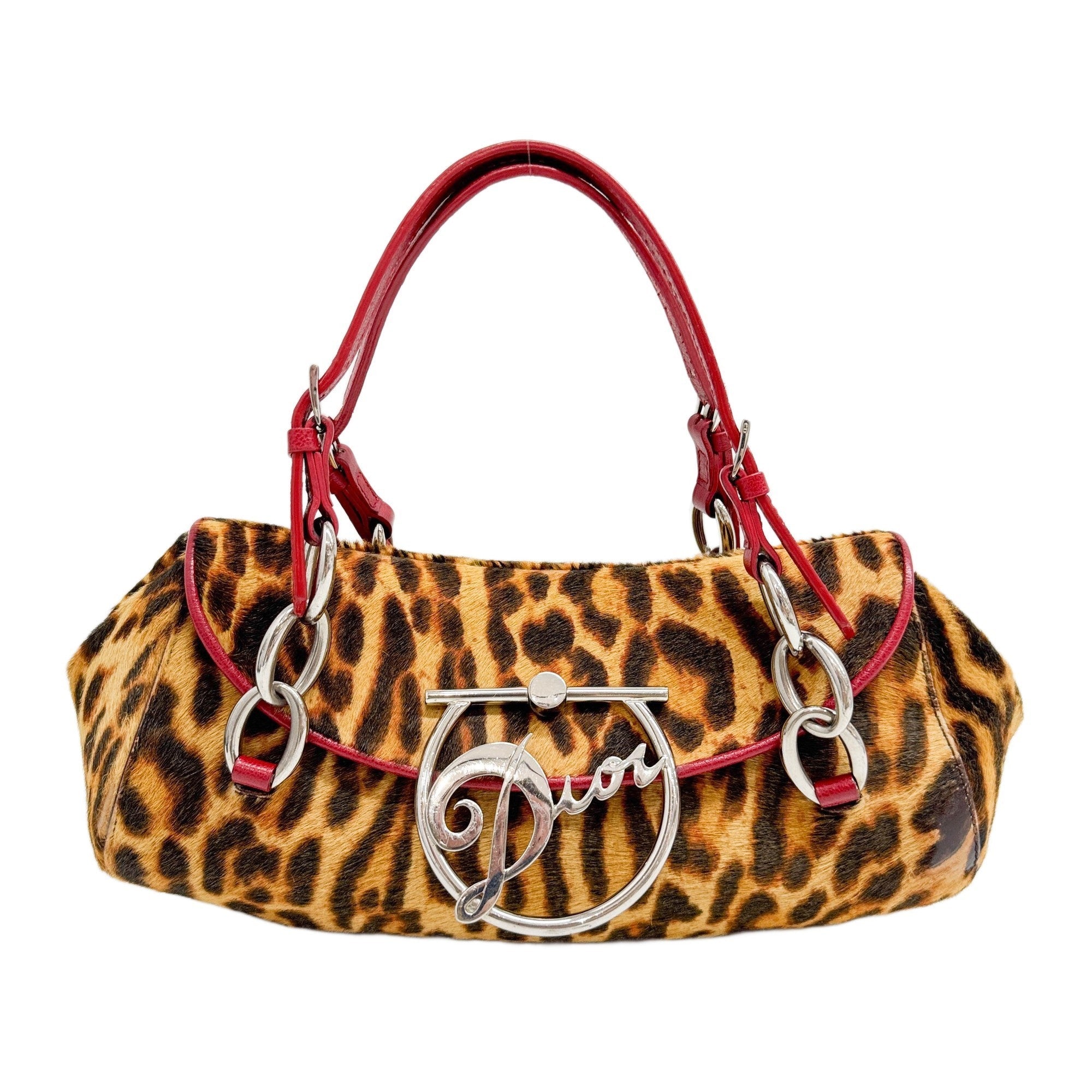 Diva Brown Leopard Print Pony Hair Shoulder Bag