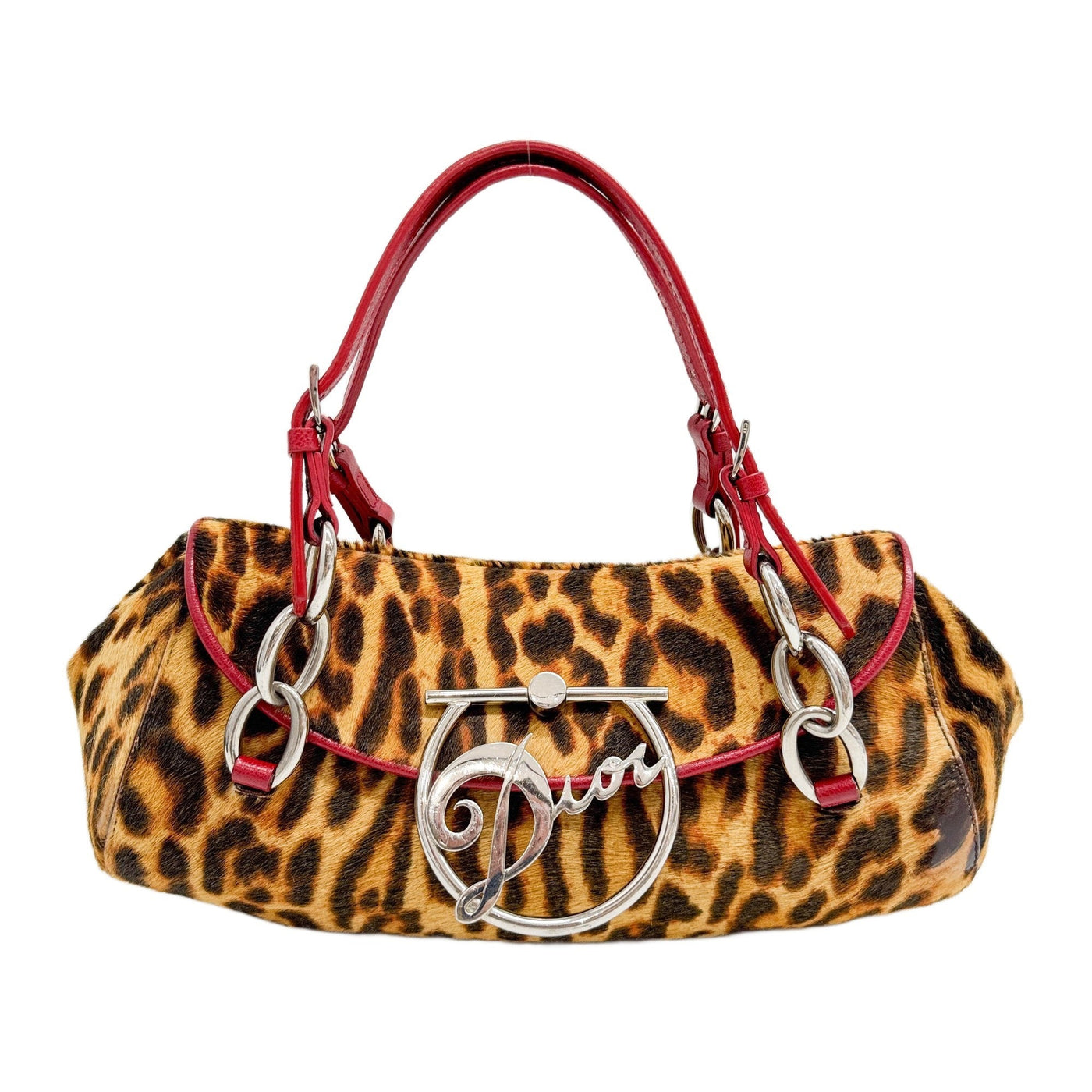 Diva Brown Leopard Print Pony Hair Shoulder Bag
