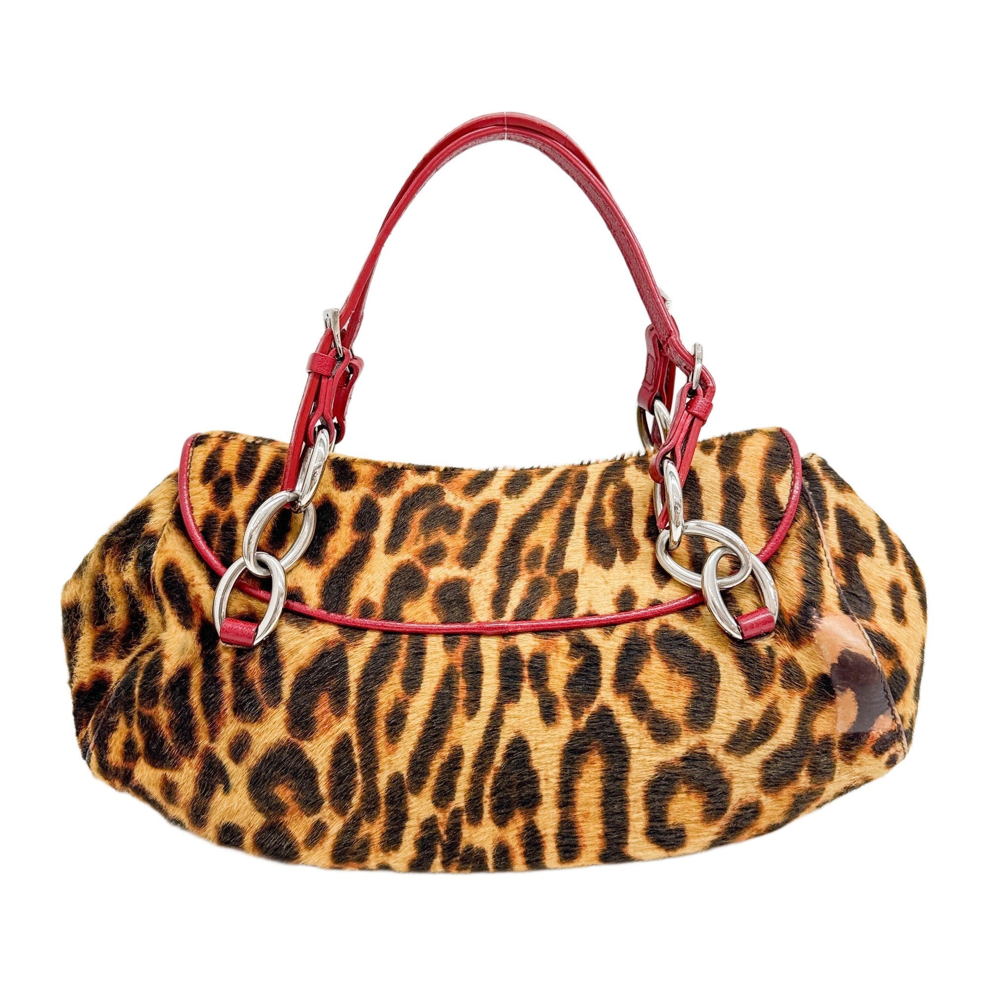 Diva Brown Leopard Print Pony Hair Shoulder Bag