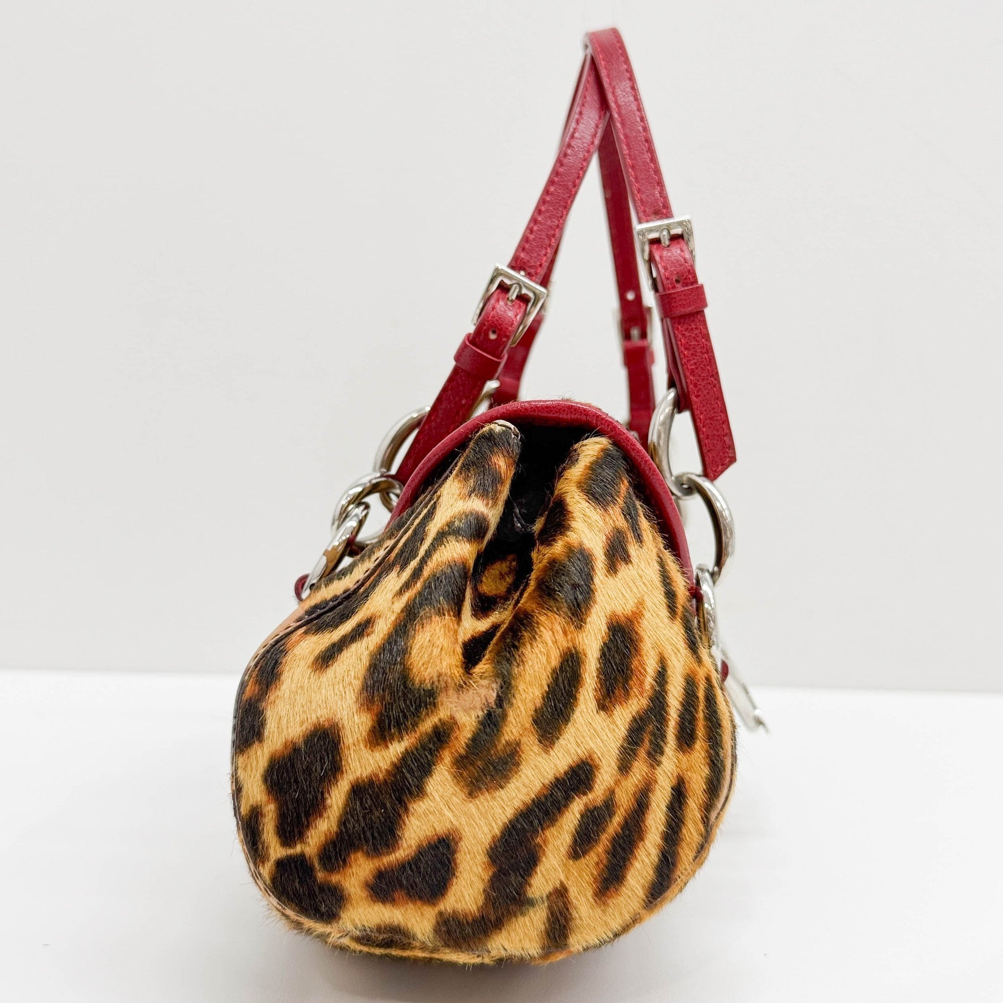Diva Brown Leopard Print Pony Hair Shoulder Bag