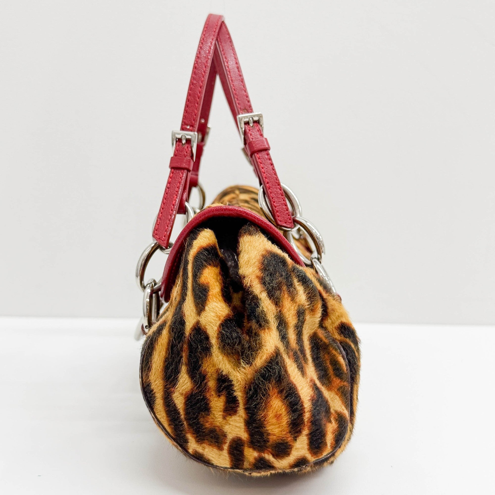 Diva Brown Leopard Print Pony Hair Shoulder Bag