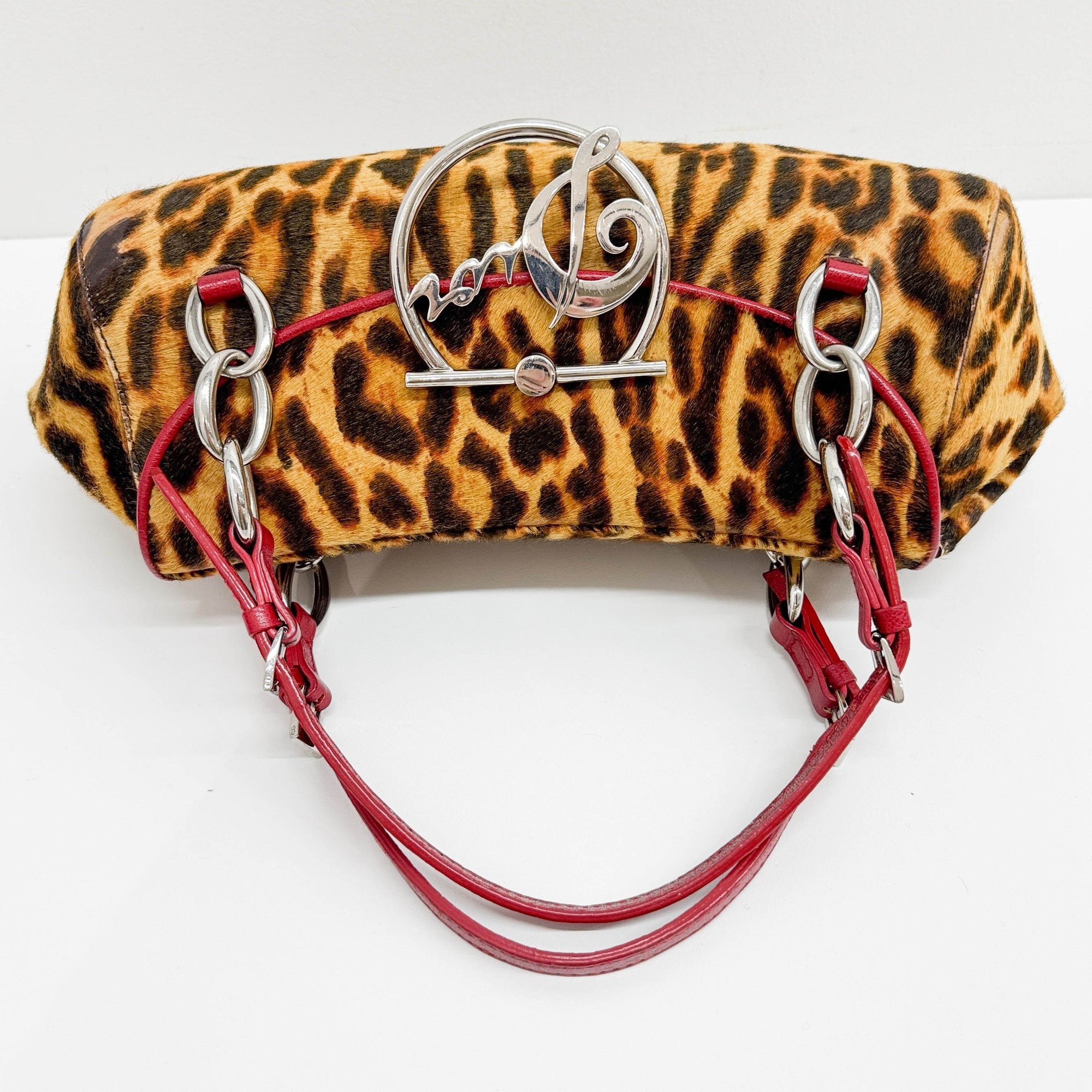 Diva Brown Leopard Print Pony Hair Shoulder Bag