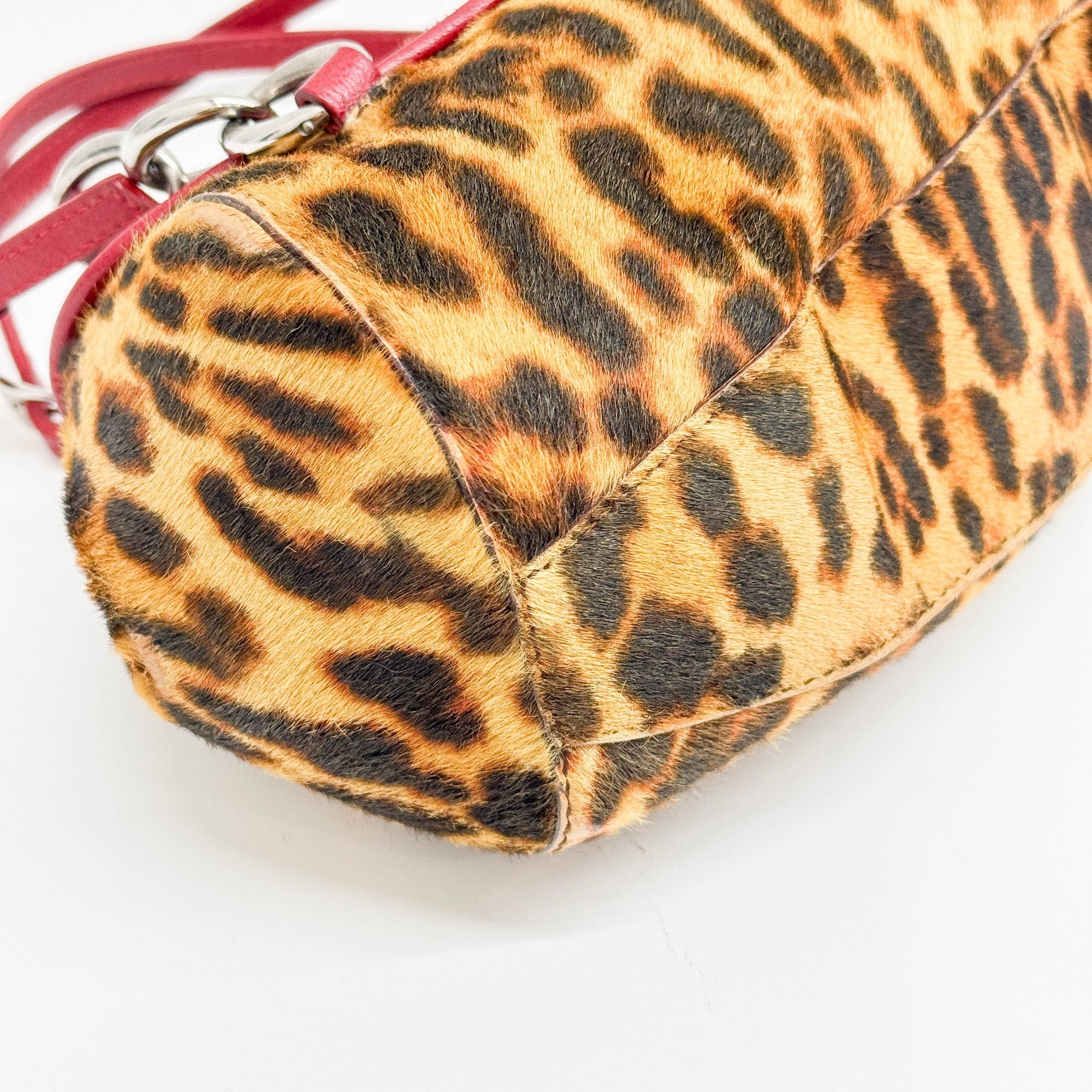 Diva Brown Leopard Print Pony Hair Shoulder Bag