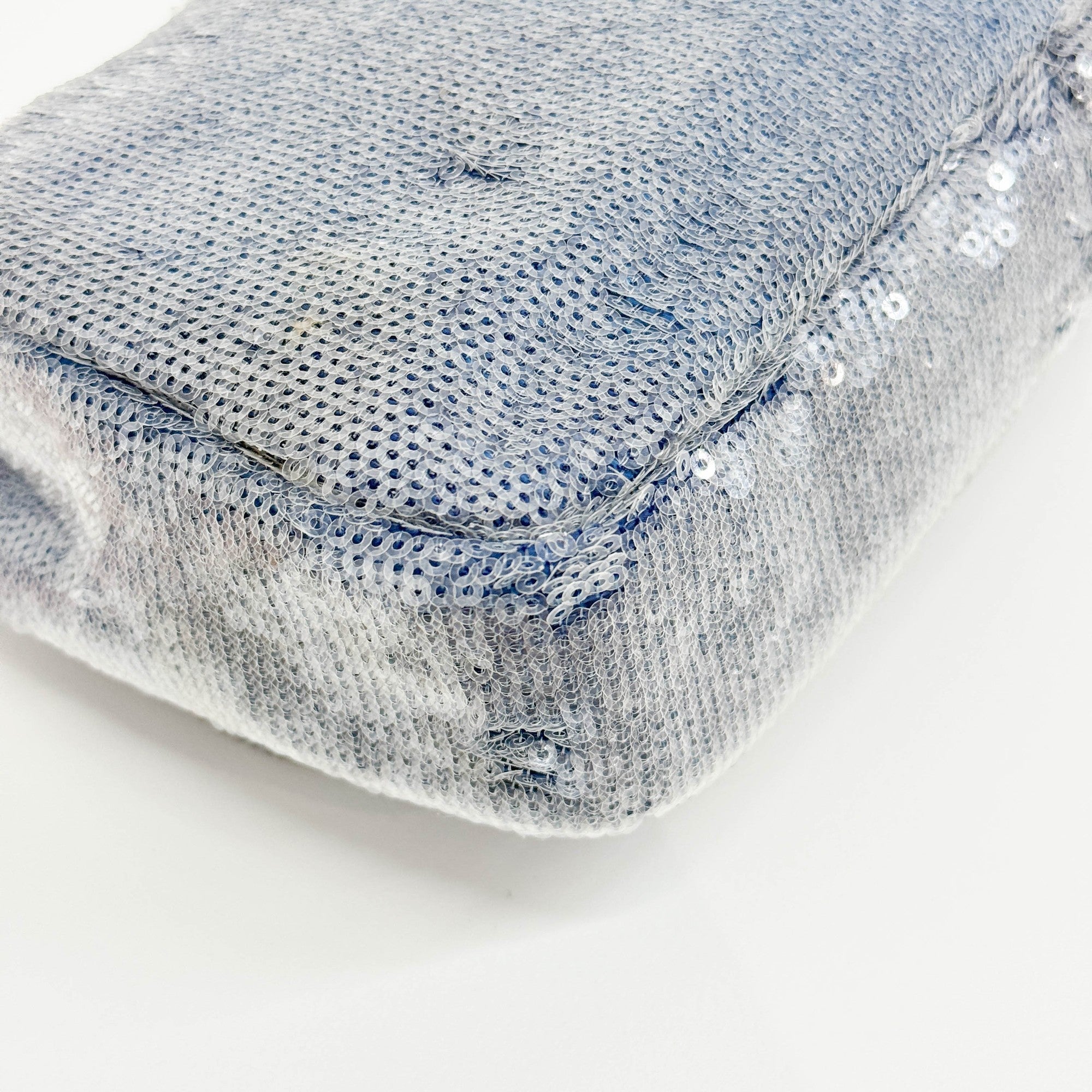 Classic Flap Waterfall Blue Sequin Shoulder Bag