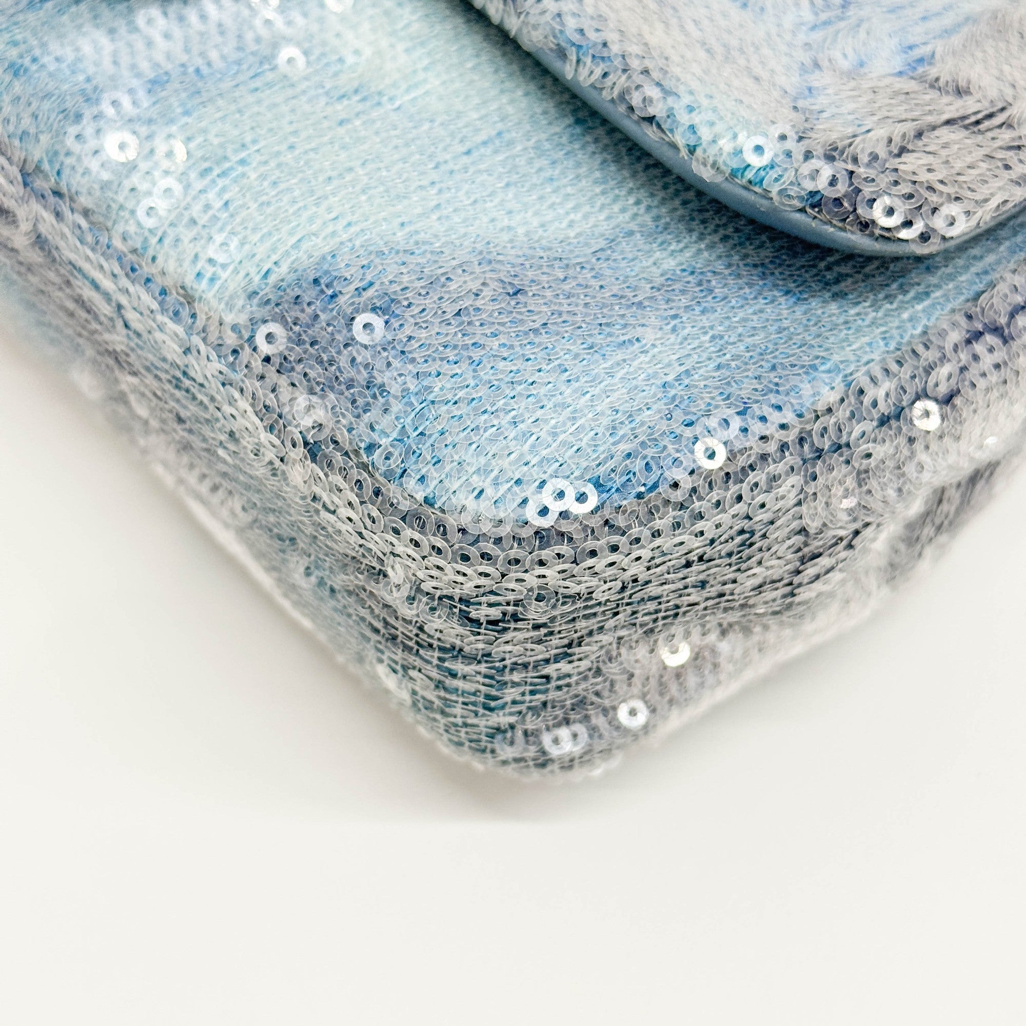 Classic Flap Waterfall Blue Sequin Shoulder Bag