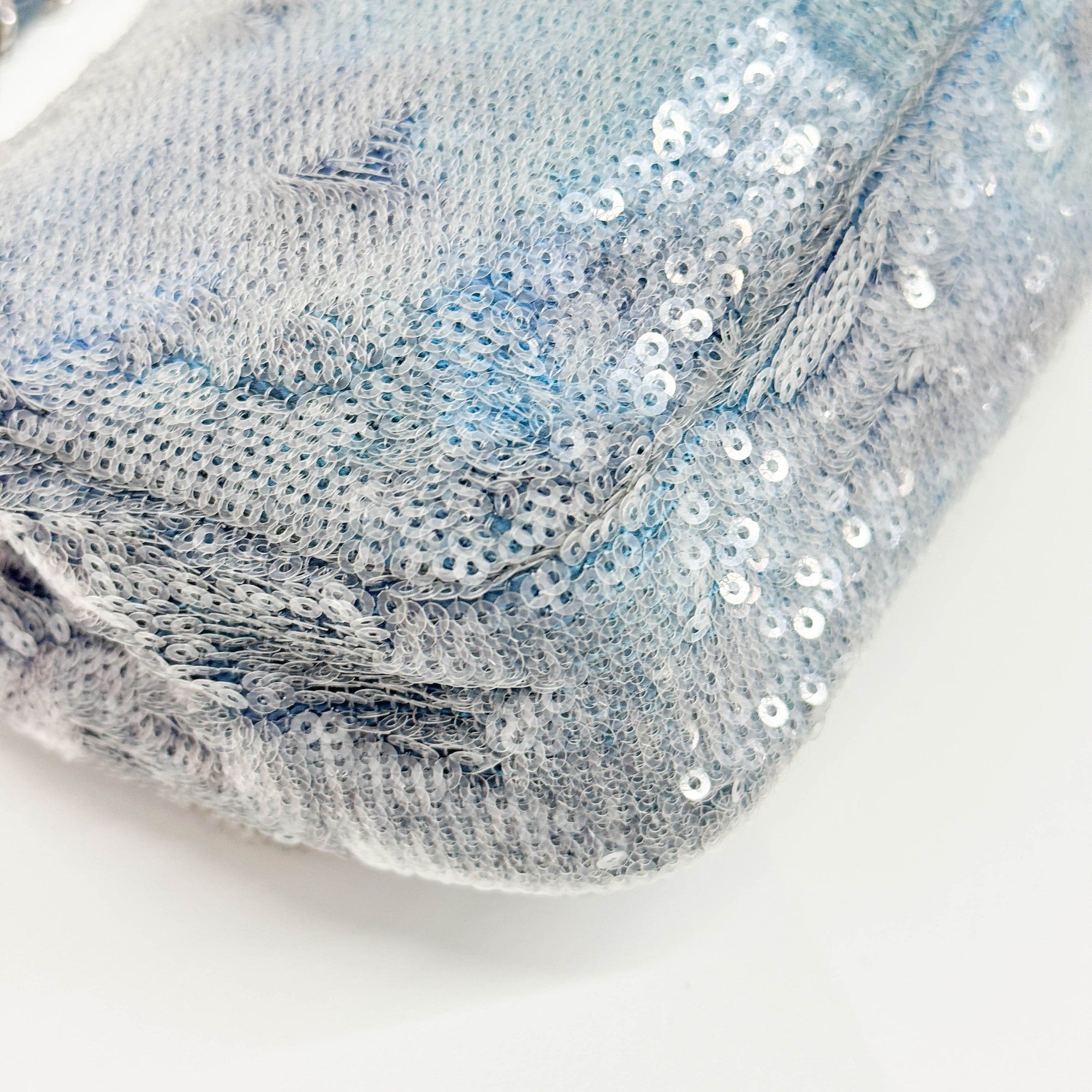 Classic Flap Waterfall Blue Sequin Shoulder Bag