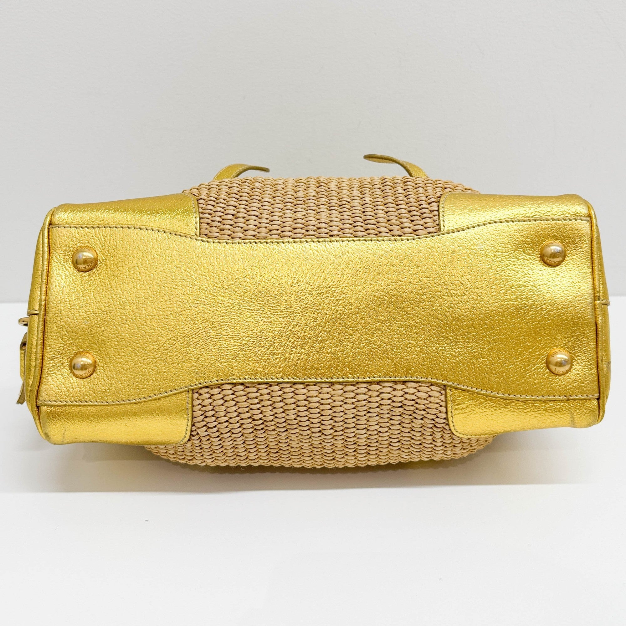 Gold Raffia Chain Shoulder Bag